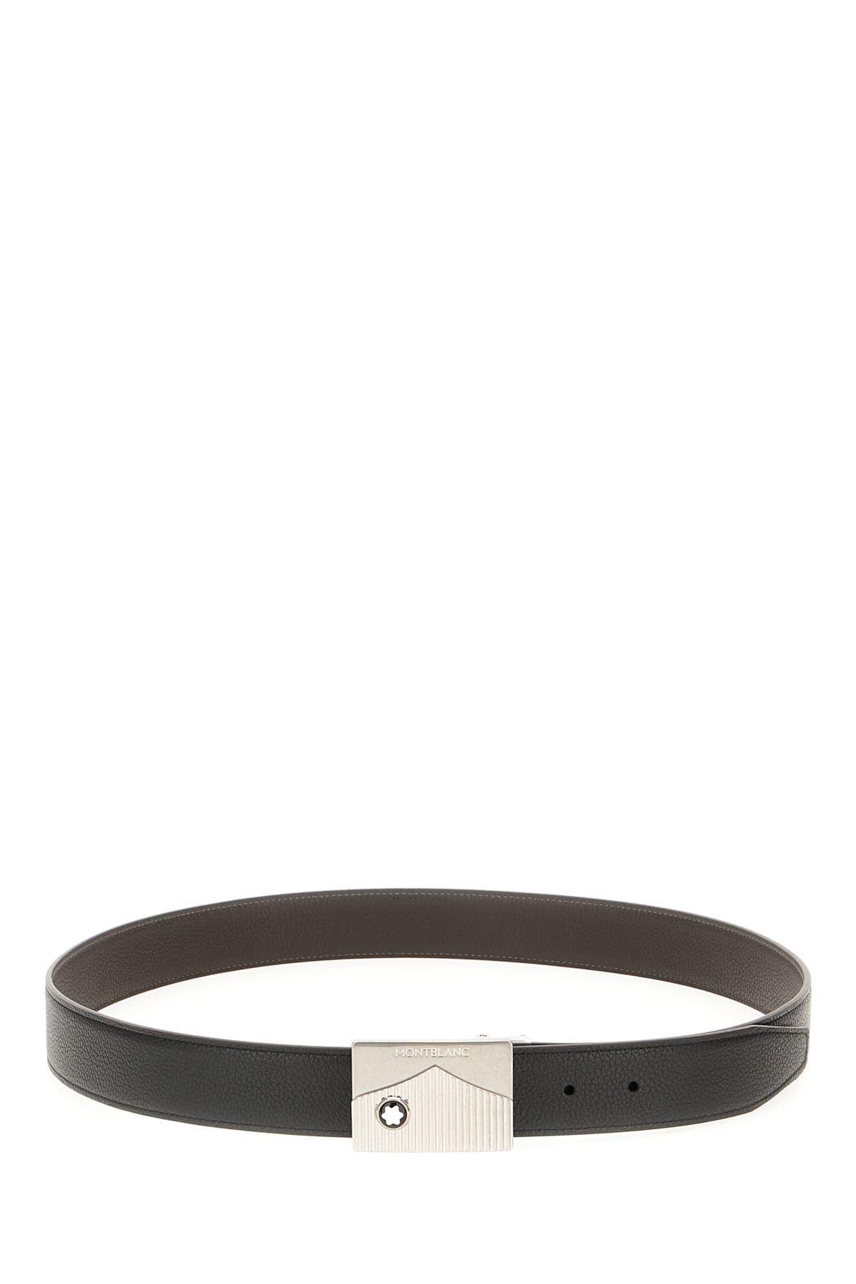 Montblanc Black Leather Reversible Belt In Black Brown