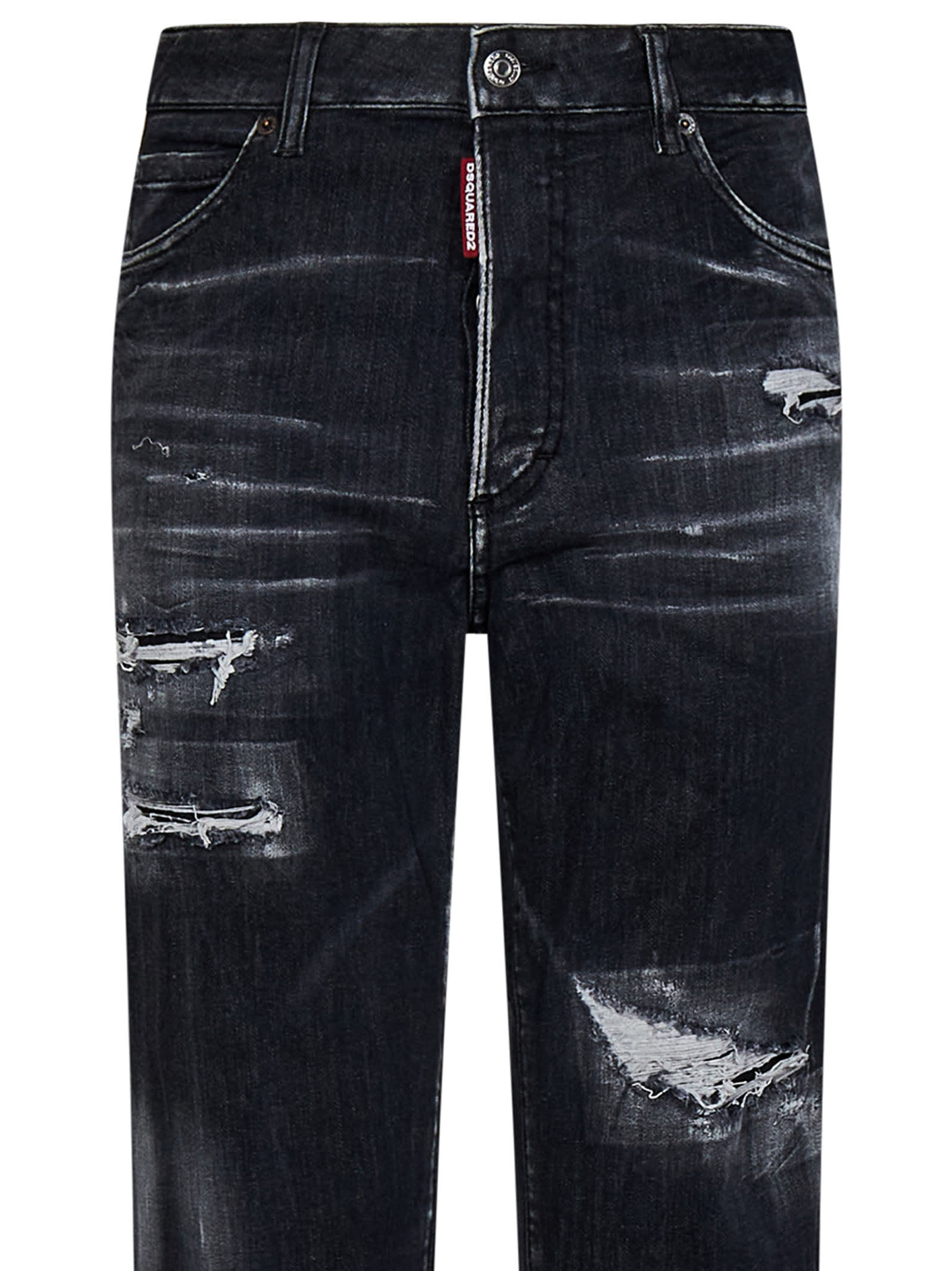Dsquared2 Ripped Wash Boston Jeans In Black | ModeSens