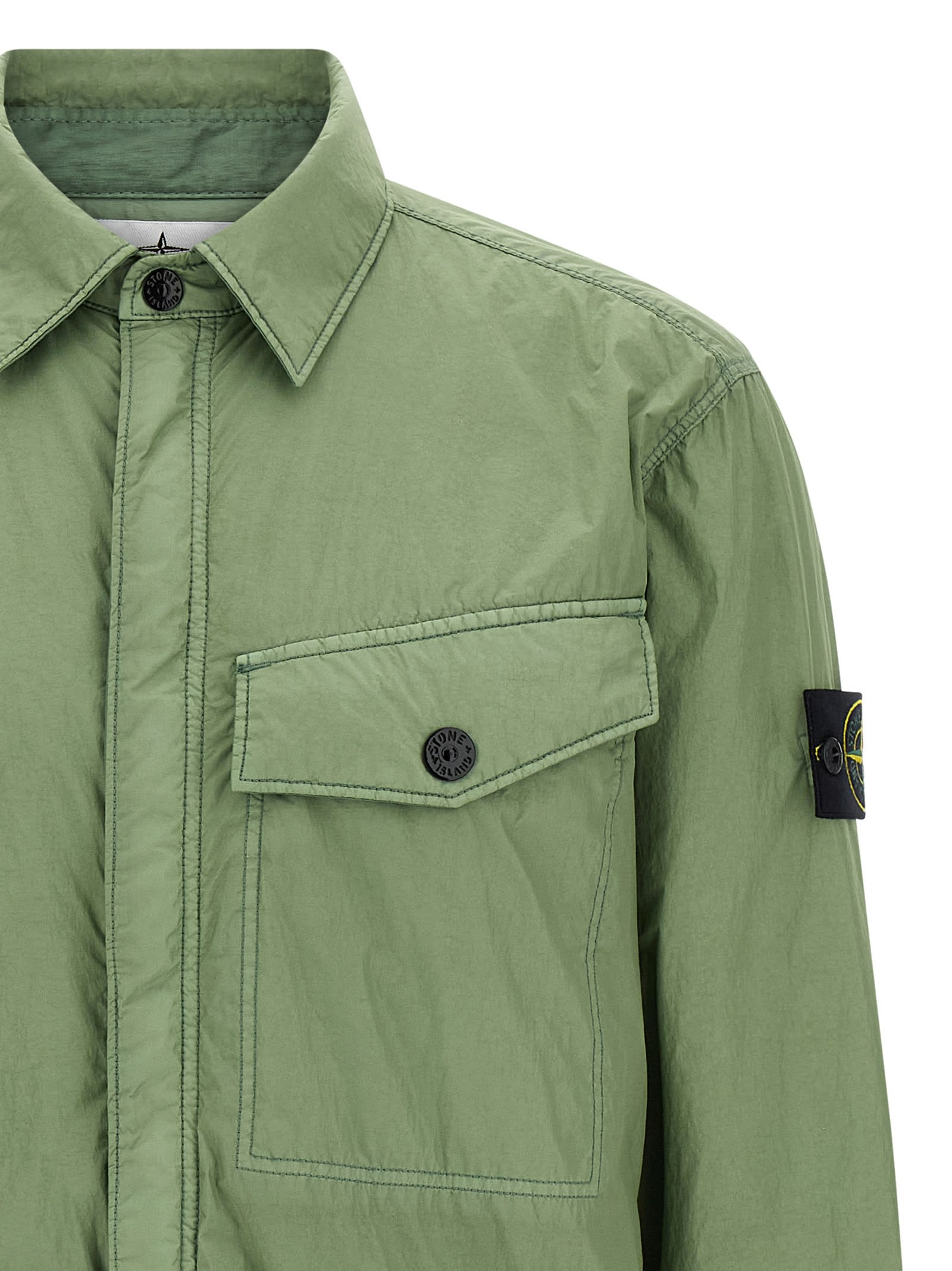 Stone Island Garment Dyed Crinkle Reps Ny Puffer Jackets Green In Green