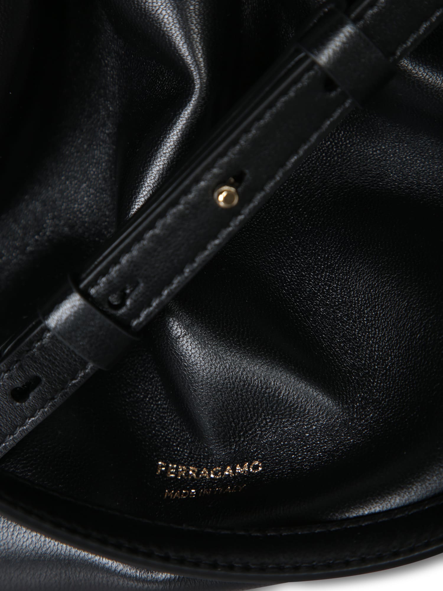 Ferragamo Black Crossbody Bag With Embossed Logo Lettering On The Front And Gancini In Leather Woman