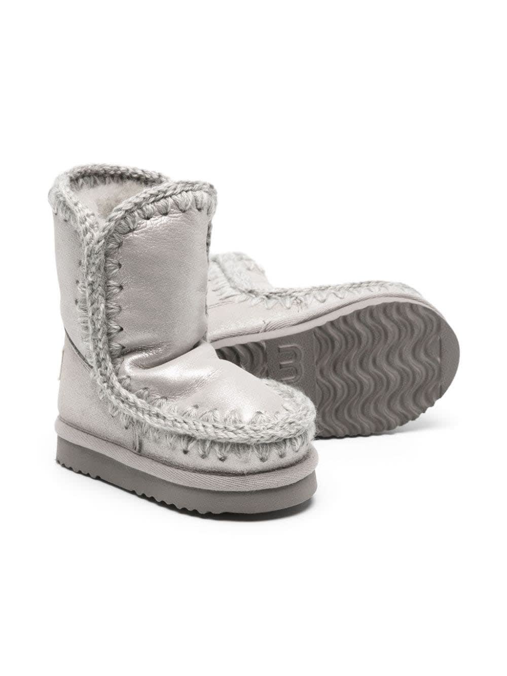 Shop Mou Metallic Eskimo Boots In Silver