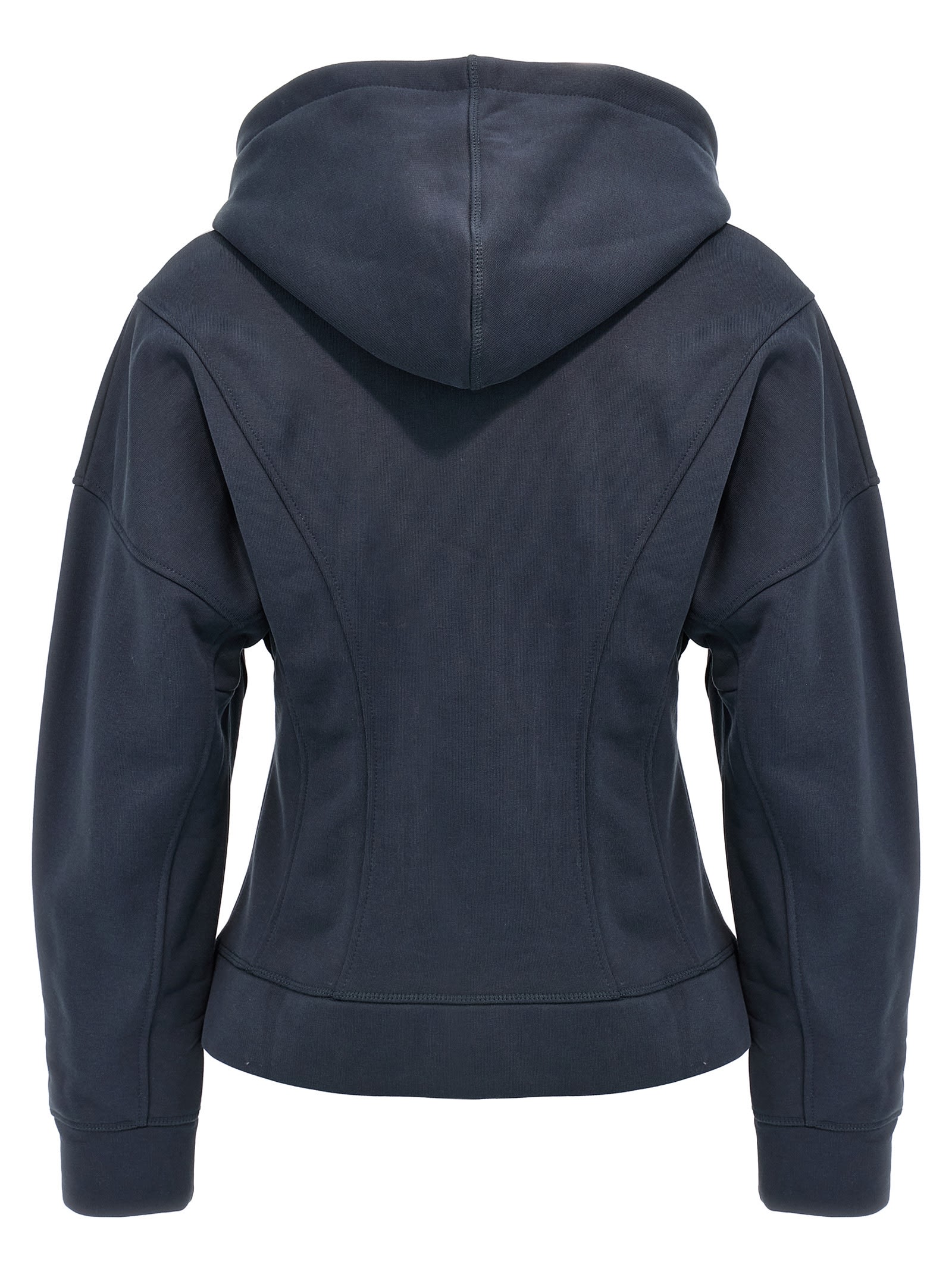 Shop Ganni Logo Embroidery Hoodie In Blue