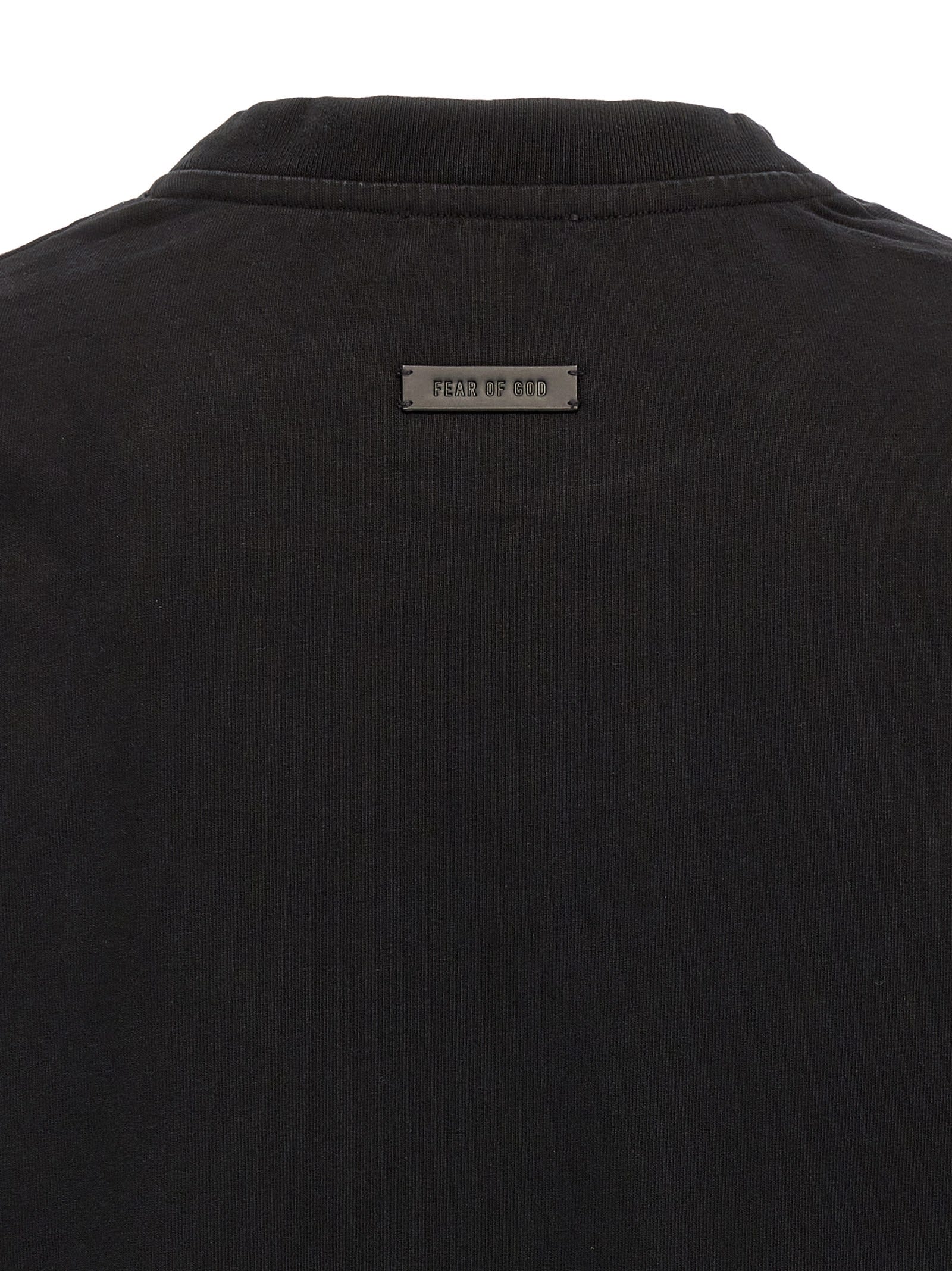 Fear Of God Eternal Black Crewneck T-shirt With Tonal Embroidery On The Front And Logo Patch On The Rear In Cott In Black