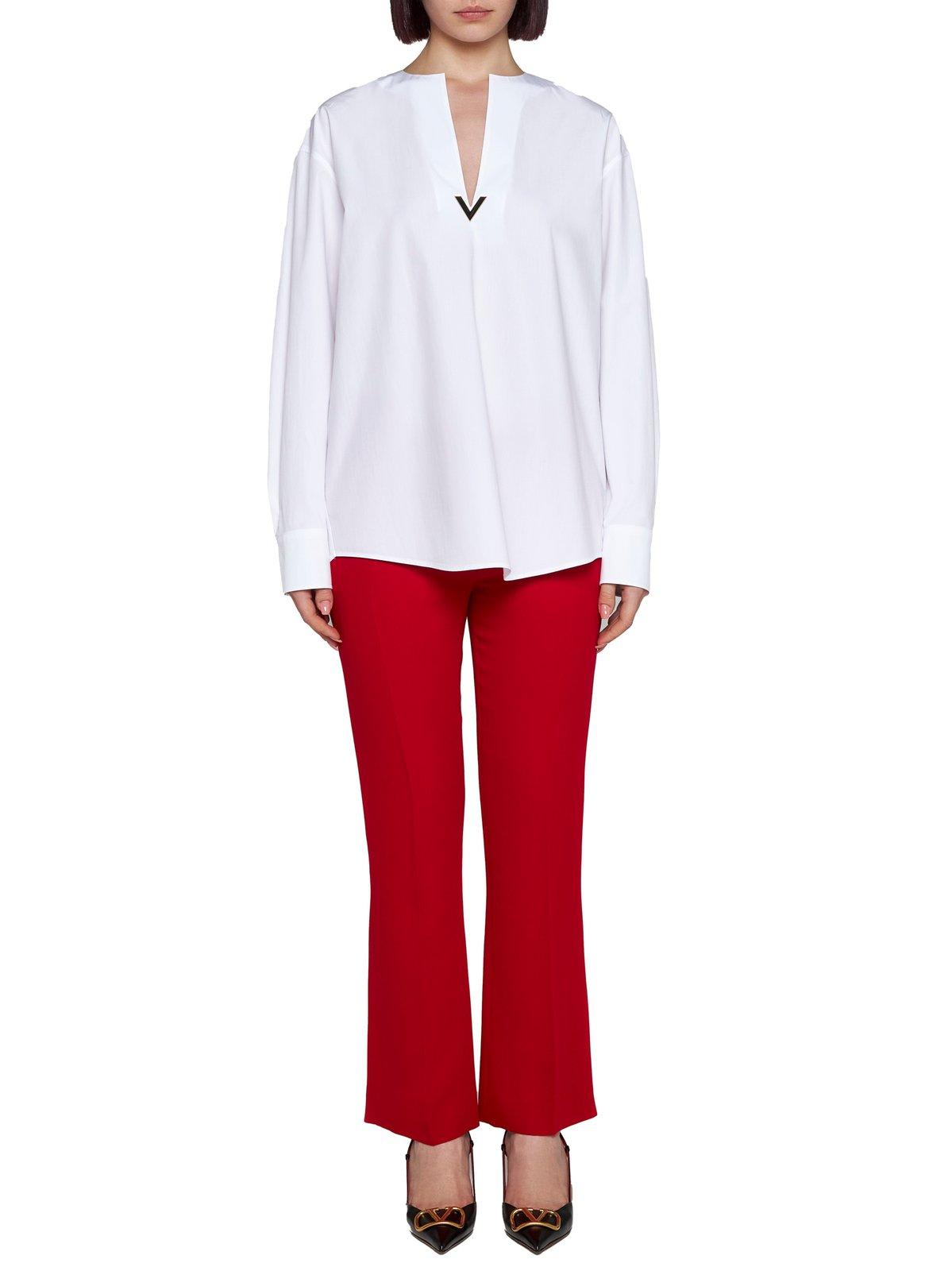 Valentino Garavani Silk Cady Trousers With Tailored Silhouette In Red