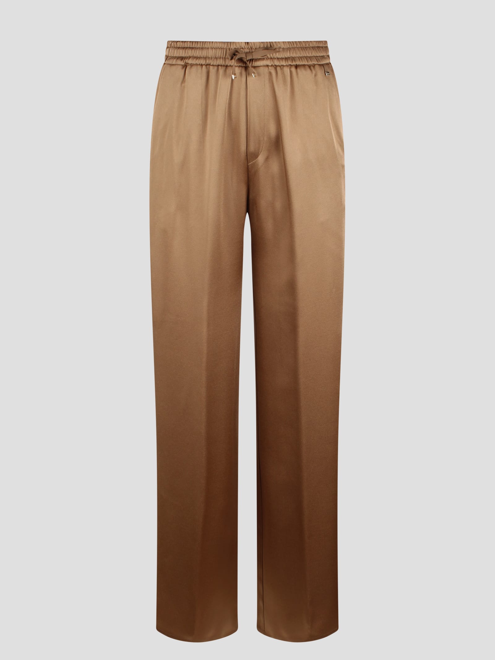 Shop Herno Fluid Satin Trousers In Brown