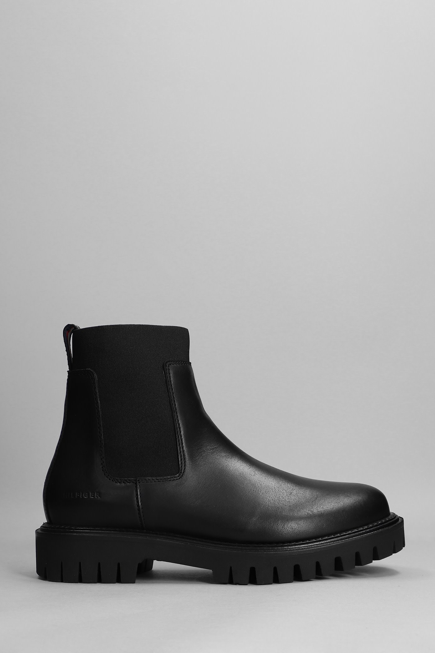 Tommy Hilfiger Premium Casua Ankle Boots In Black Leather