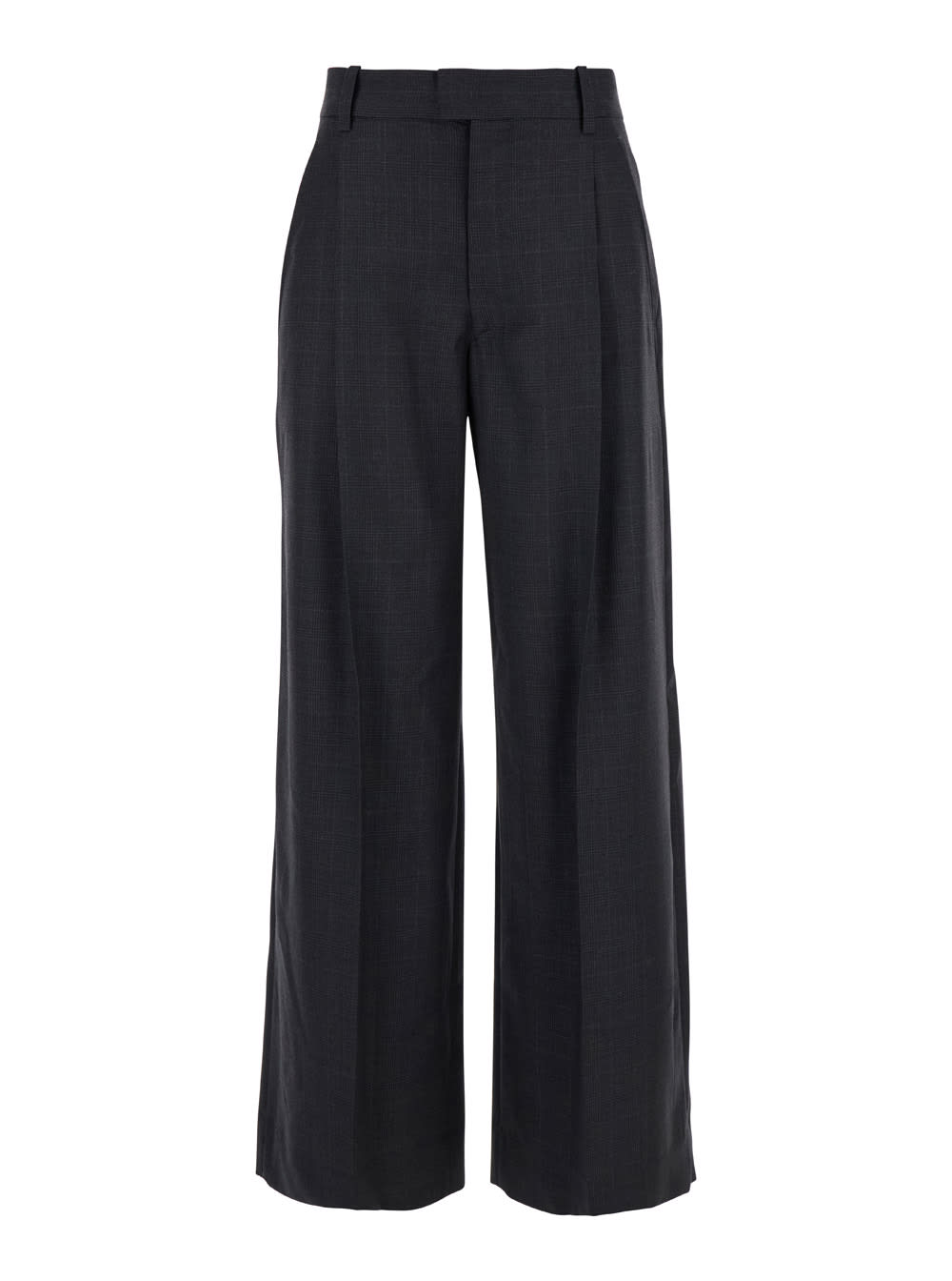 Shop Isabel Marant Romina Grey High Waist Pants With Check Motif In Wool Woman