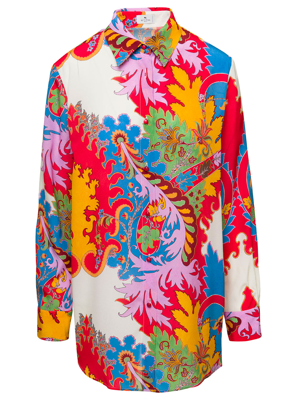 Shop Etro Multicolor Shirt With All-over Graphic Print In Silk Woman