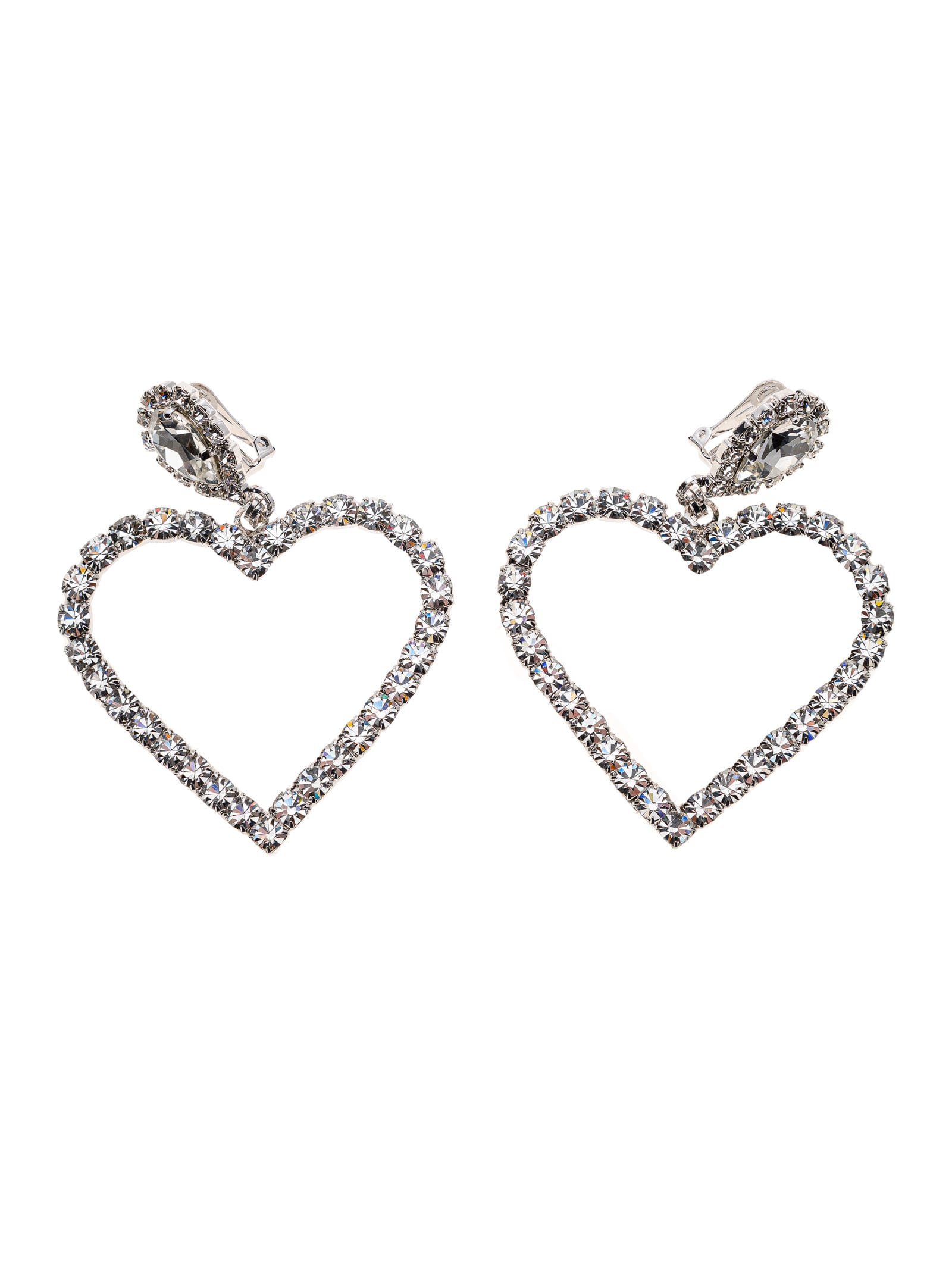 Alessandra Rich Crystal-embellished Oversize Heart Earrings In Cry Silver