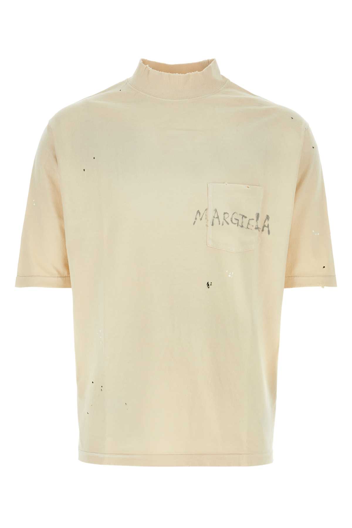 Shop Maison Margiela Ivory Cotton T-shirt In Dirtyecru