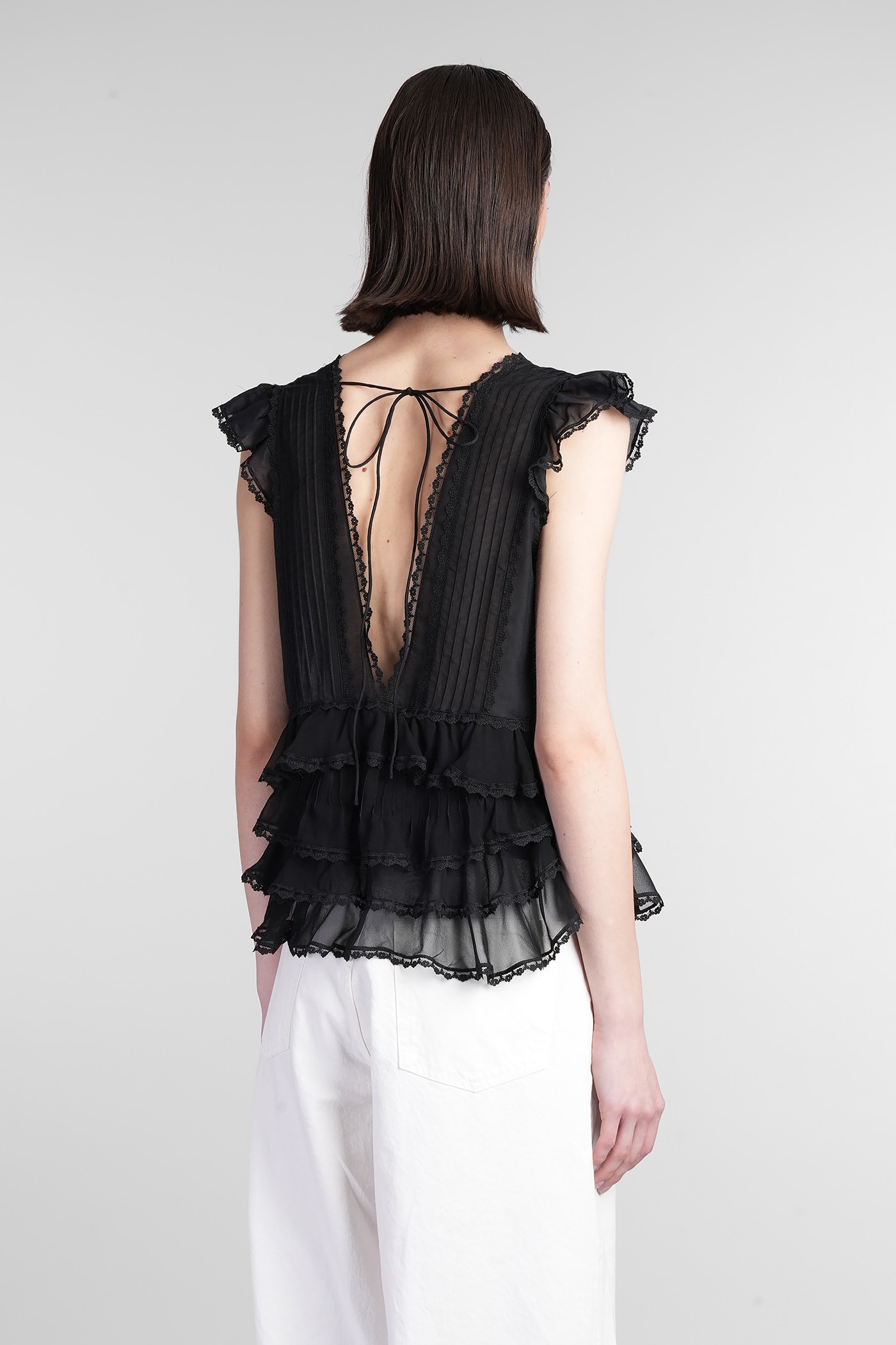 Alice And Olivia Alice + Olivia Blanche Topwear In Black