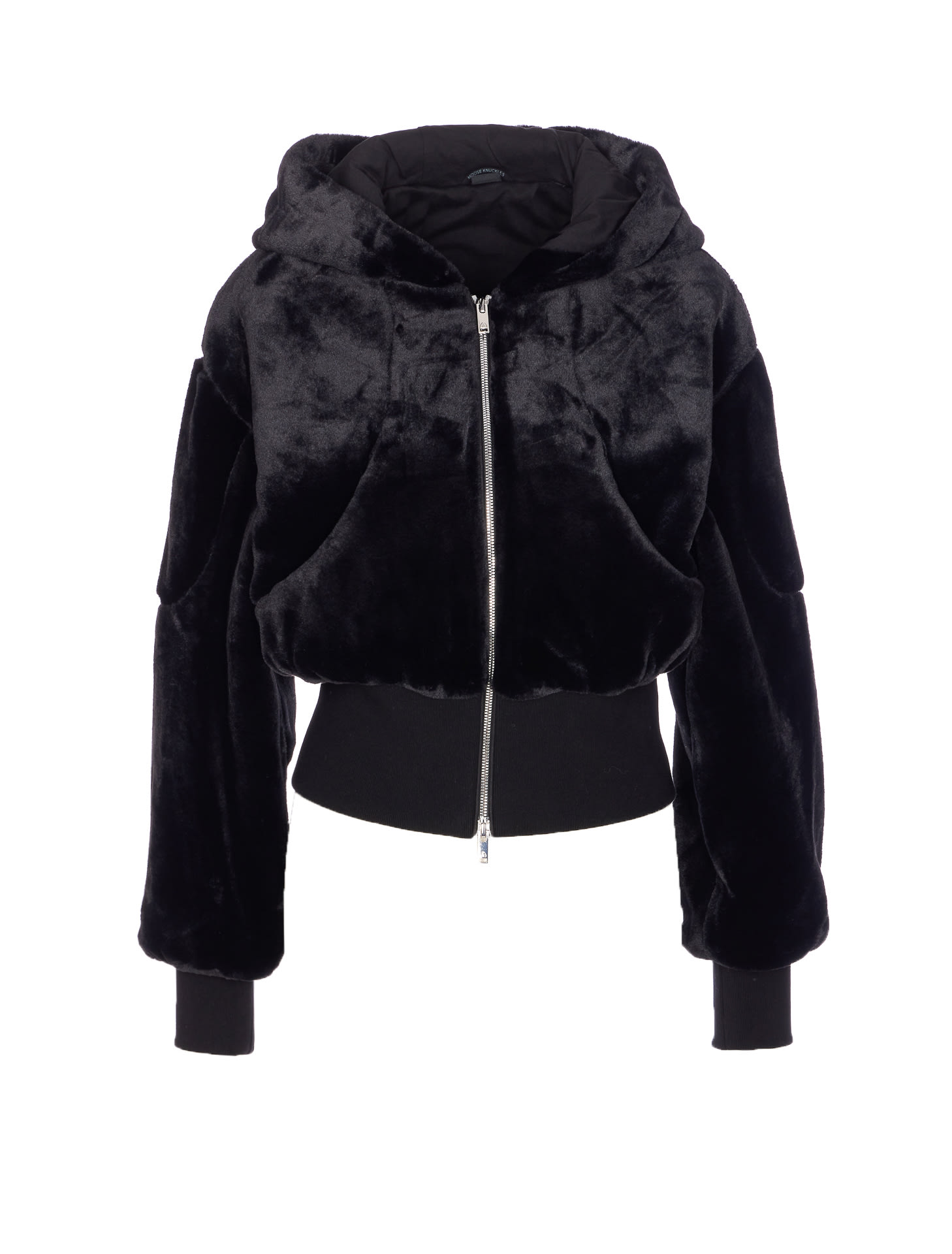 Moose Knuckles Hooded Jacket With Elasticized Waist And Pockets In Black