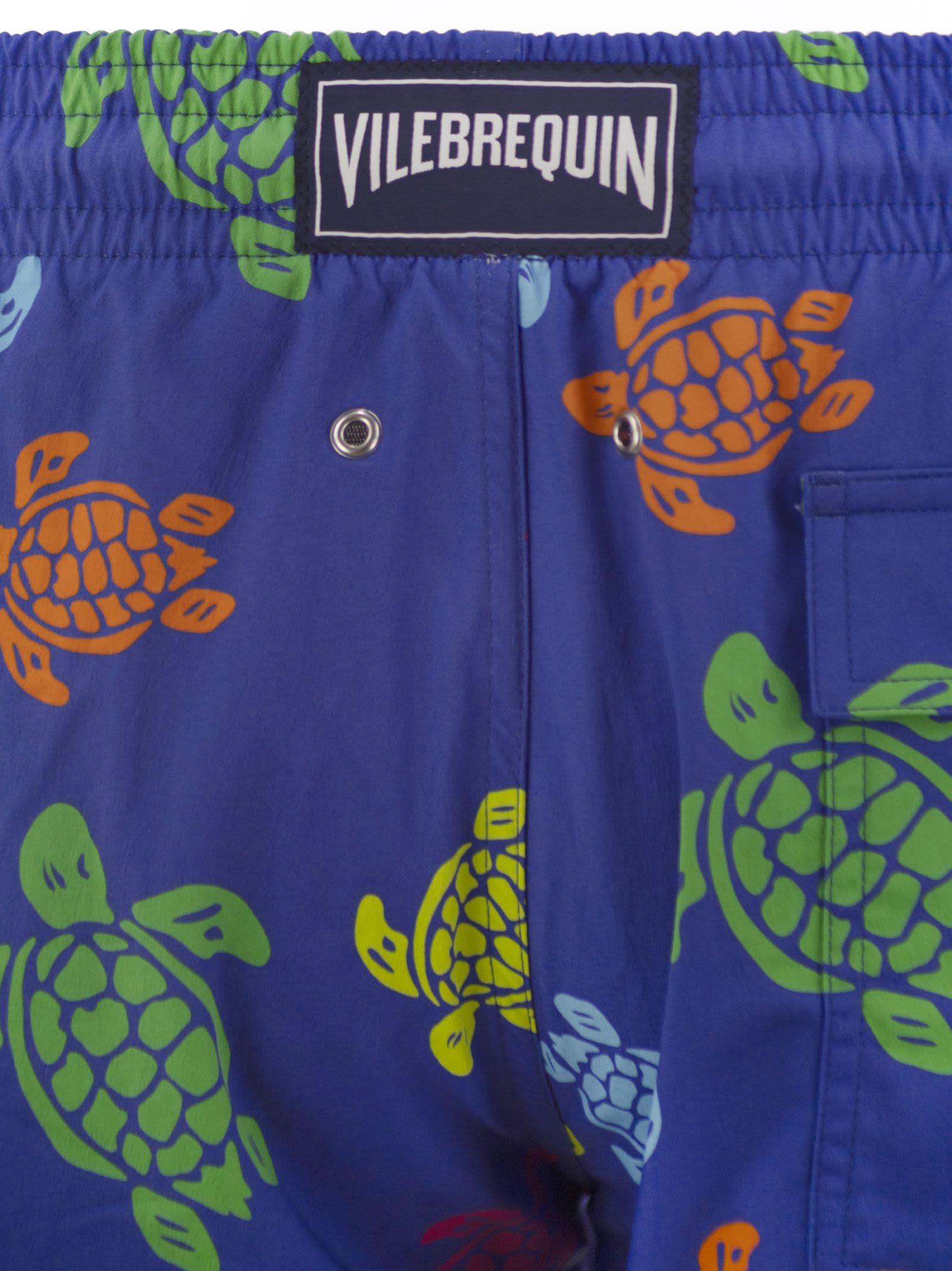 Vilebrequin Tortues Multicolor Elasticized Men`s Swim Shorts In Blue