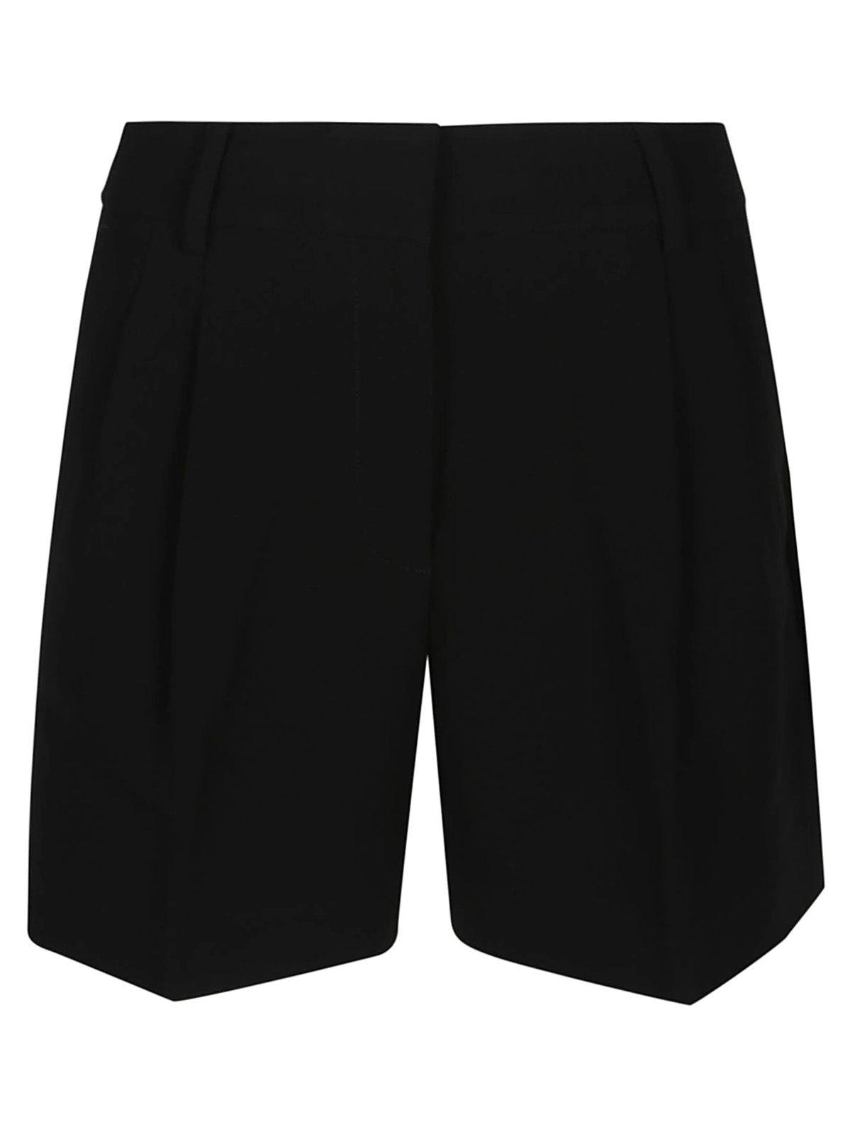 Shop Michael Kors Pleated Crepe Shorts In Nero