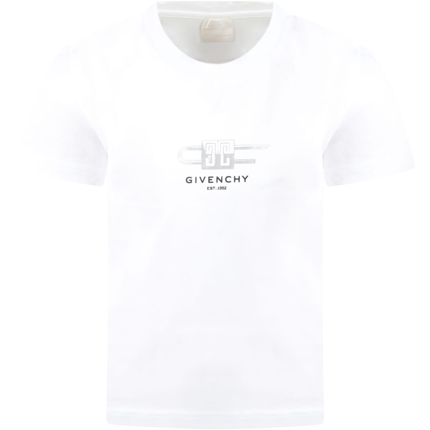 Givenchy White T-shirt For Kids With Gray And Black Logo