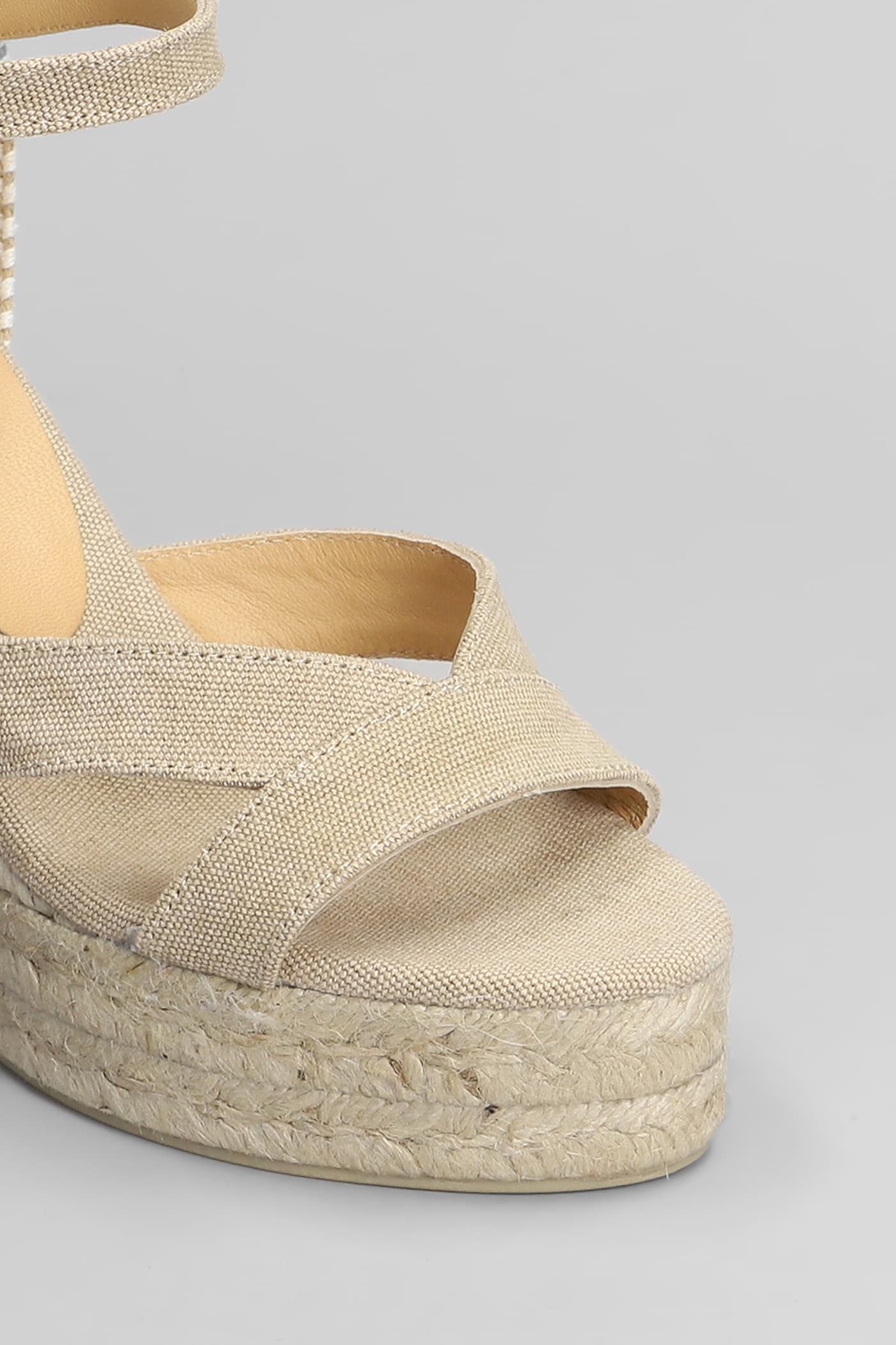 Shop Castaã±er Bruna-8ed-002 Wedges In Beige Canvas