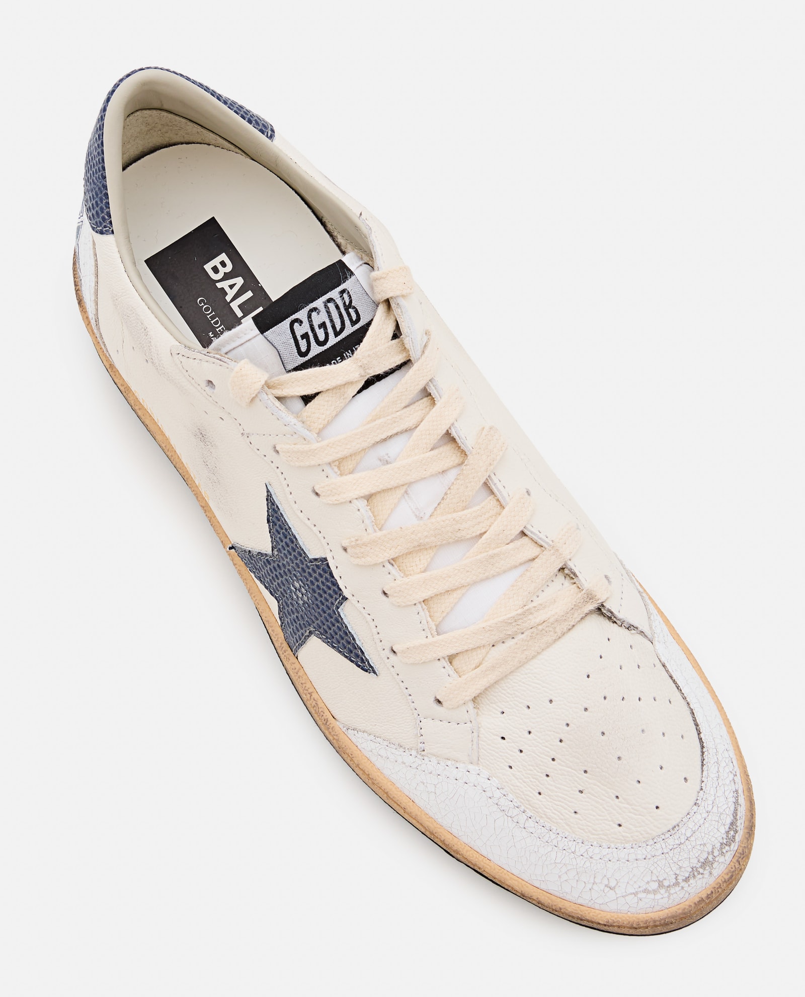 Shop Golden Goose Ballstar Nappa Upper Crack Toe And Spur Li Zard Printed Star And Heel In White