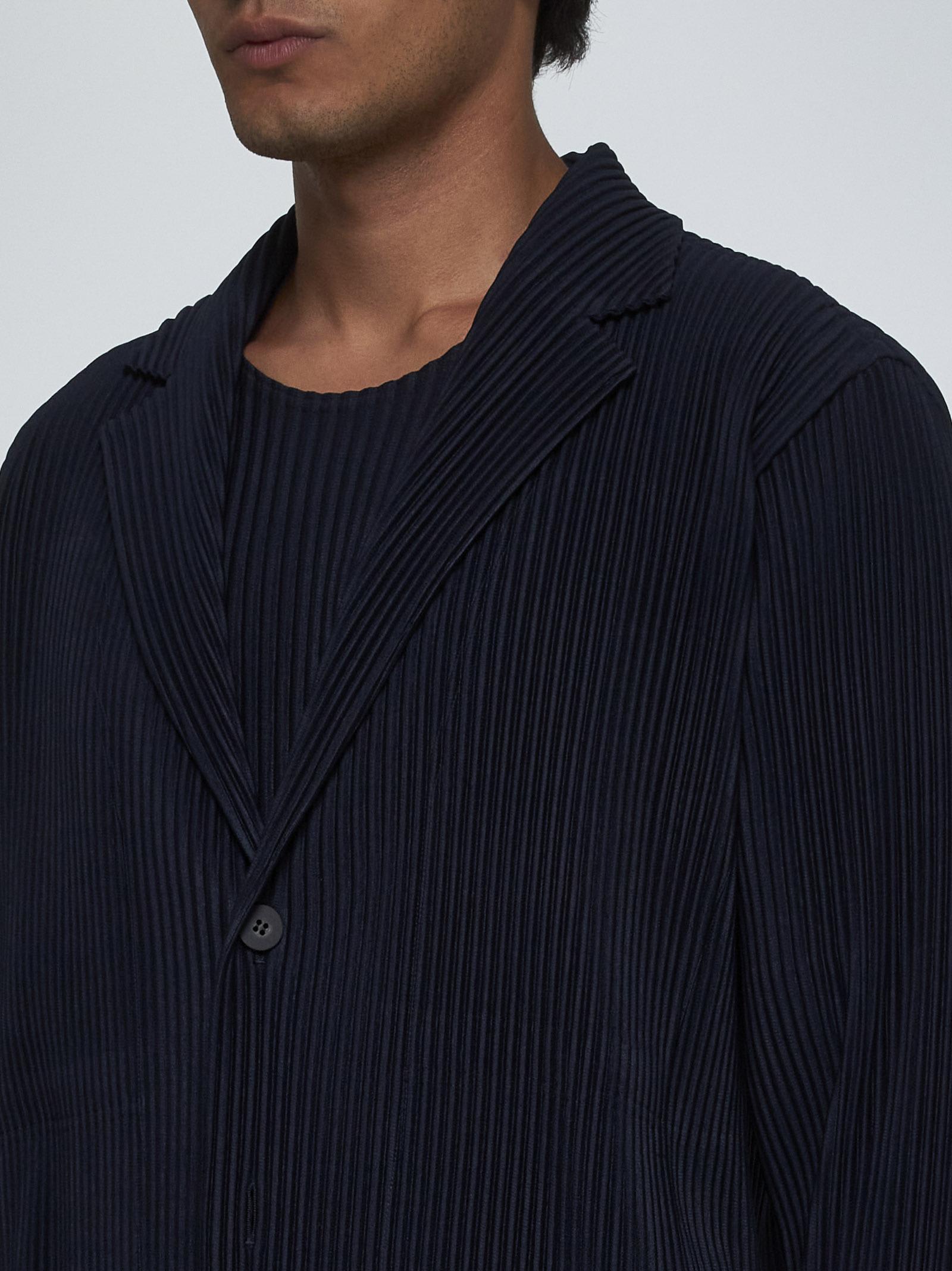 Shop Issey Miyake Pleated Fabric Single-breasted Blazer In Blue