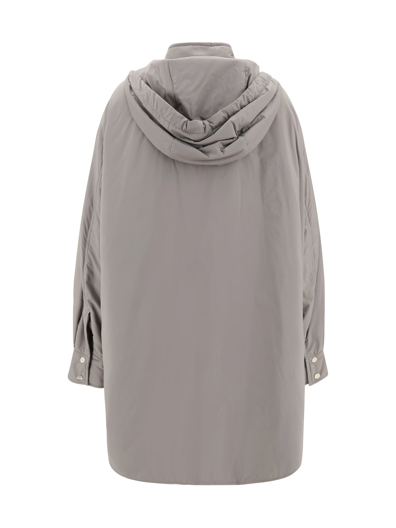 Herno Longline Hooded Jacket Adjustable Drawstring In Tortora