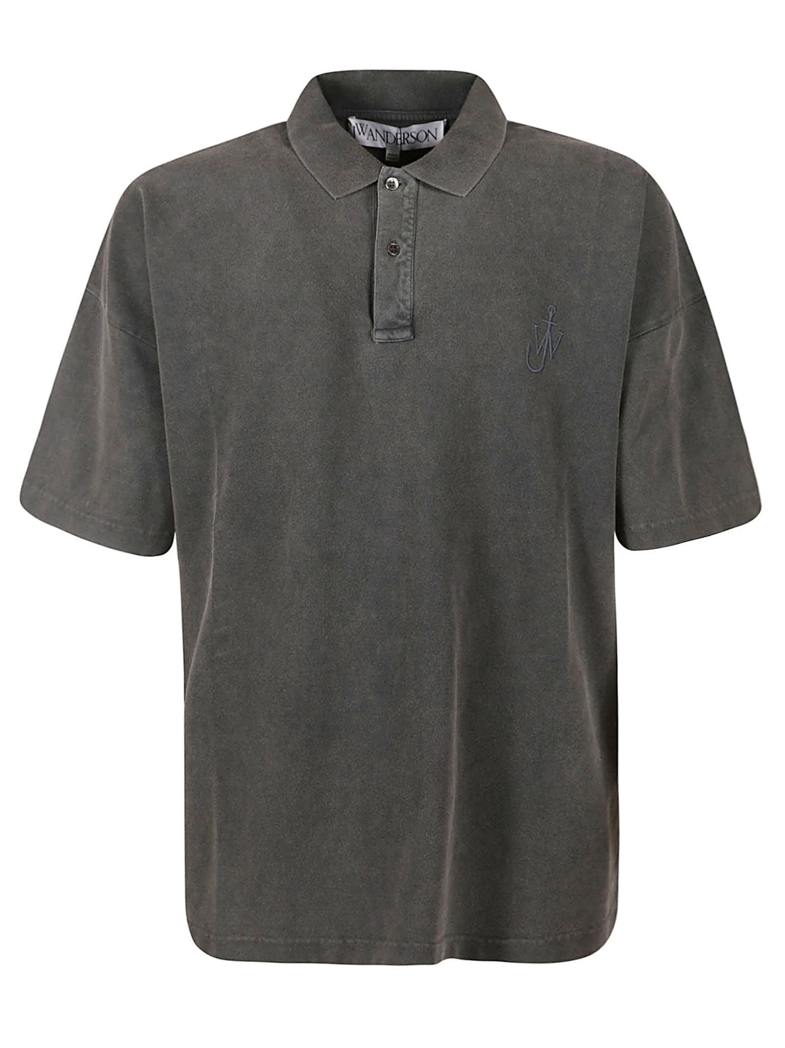 Shop Jw Anderson Anchor Short-sleeved Polo Shirt In Charcoal