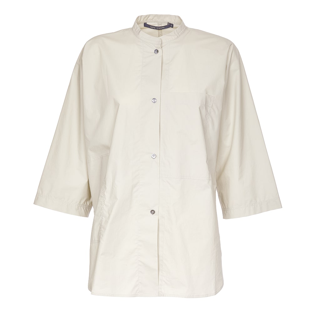 Sofie d'Hoore Shirt W Stand Up Collar And Chest Pocket - Woven Clay