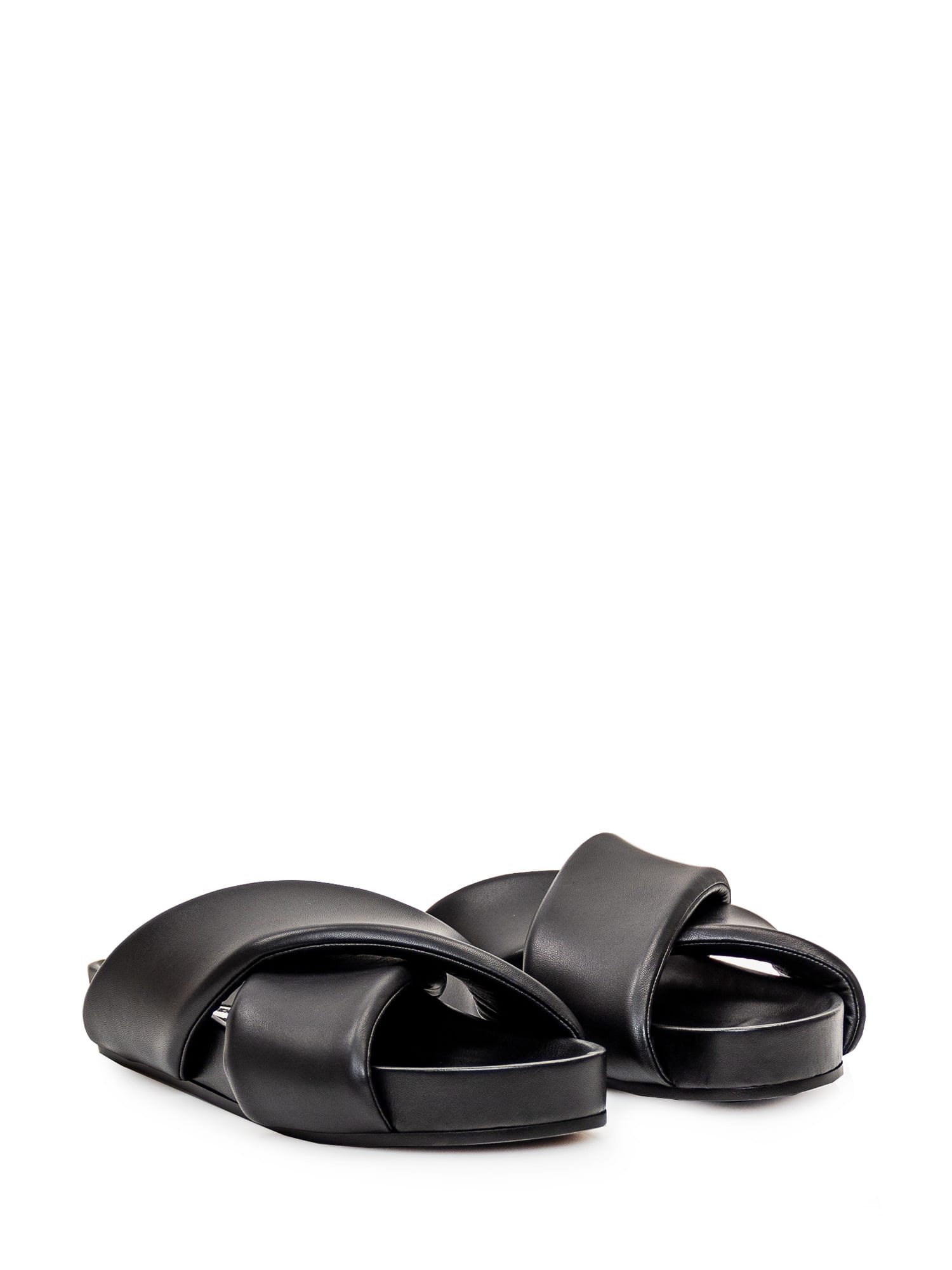 Shop Jil Sander Leather Sandal In Black