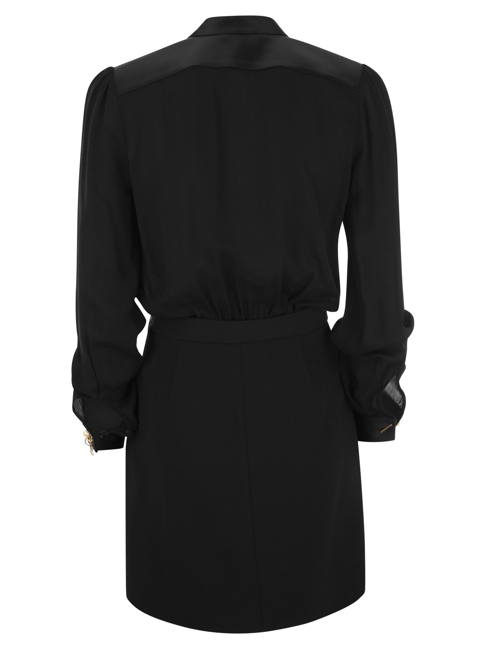 Shop Elisabetta Franchi Viscose Minidress With Bib In Black