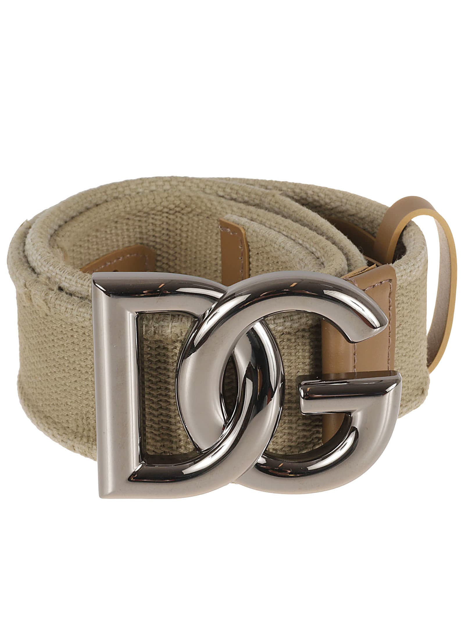 Shop Dolce & Gabbana Logo Buckle Belt In Sand