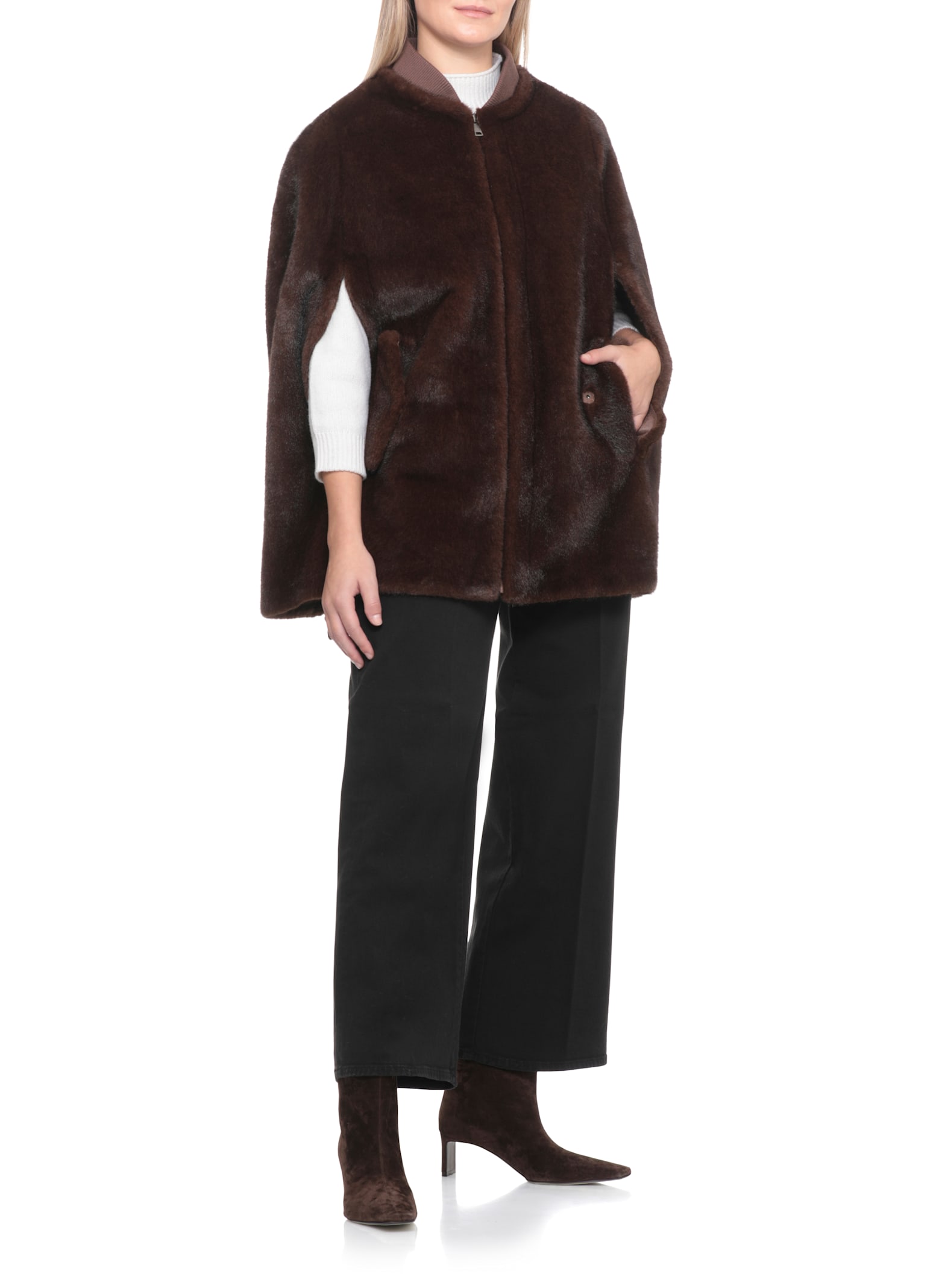 Valentini 1972 Synthetic Fur Coat In Brown