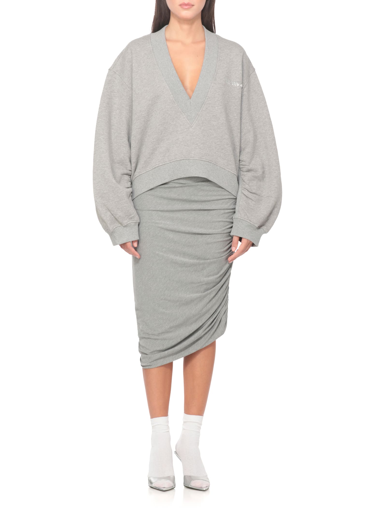 Attico Fleece Sweatshirt Sweatshirts Grey In Gray