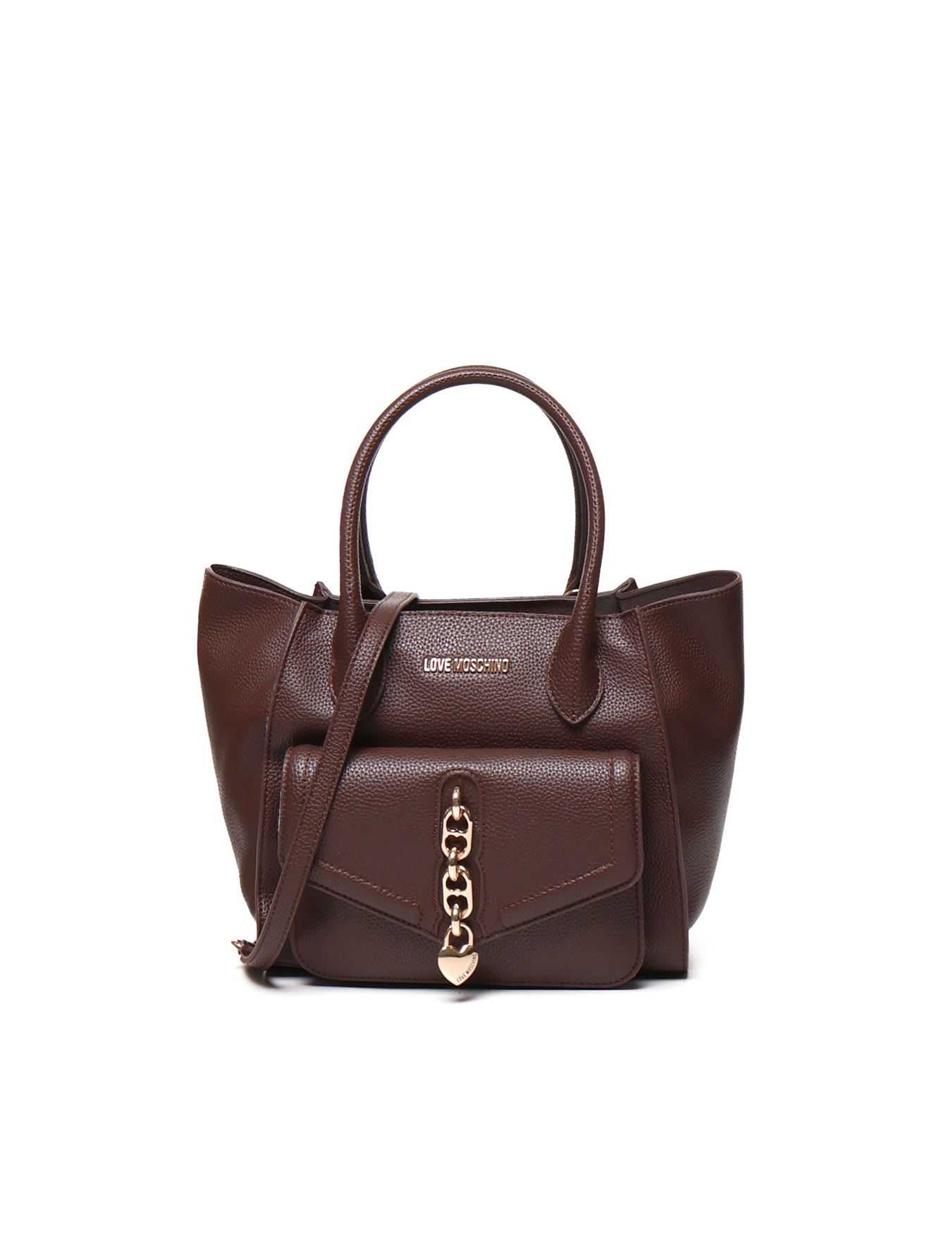 Love Moschino Tote Bag In Leather In Brown