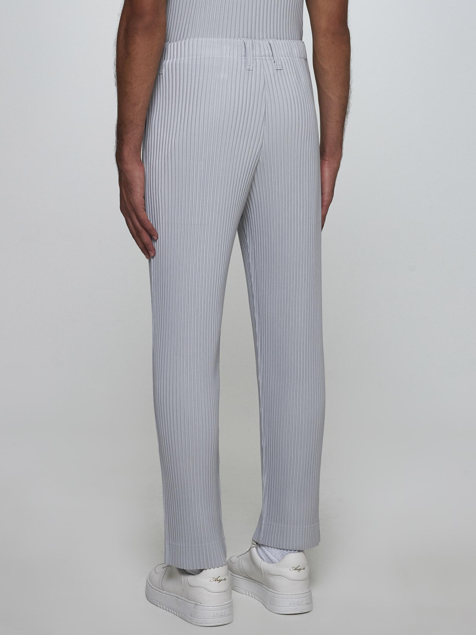 Shop Issey Miyake Pleated Fabric Trousers In Light Grey