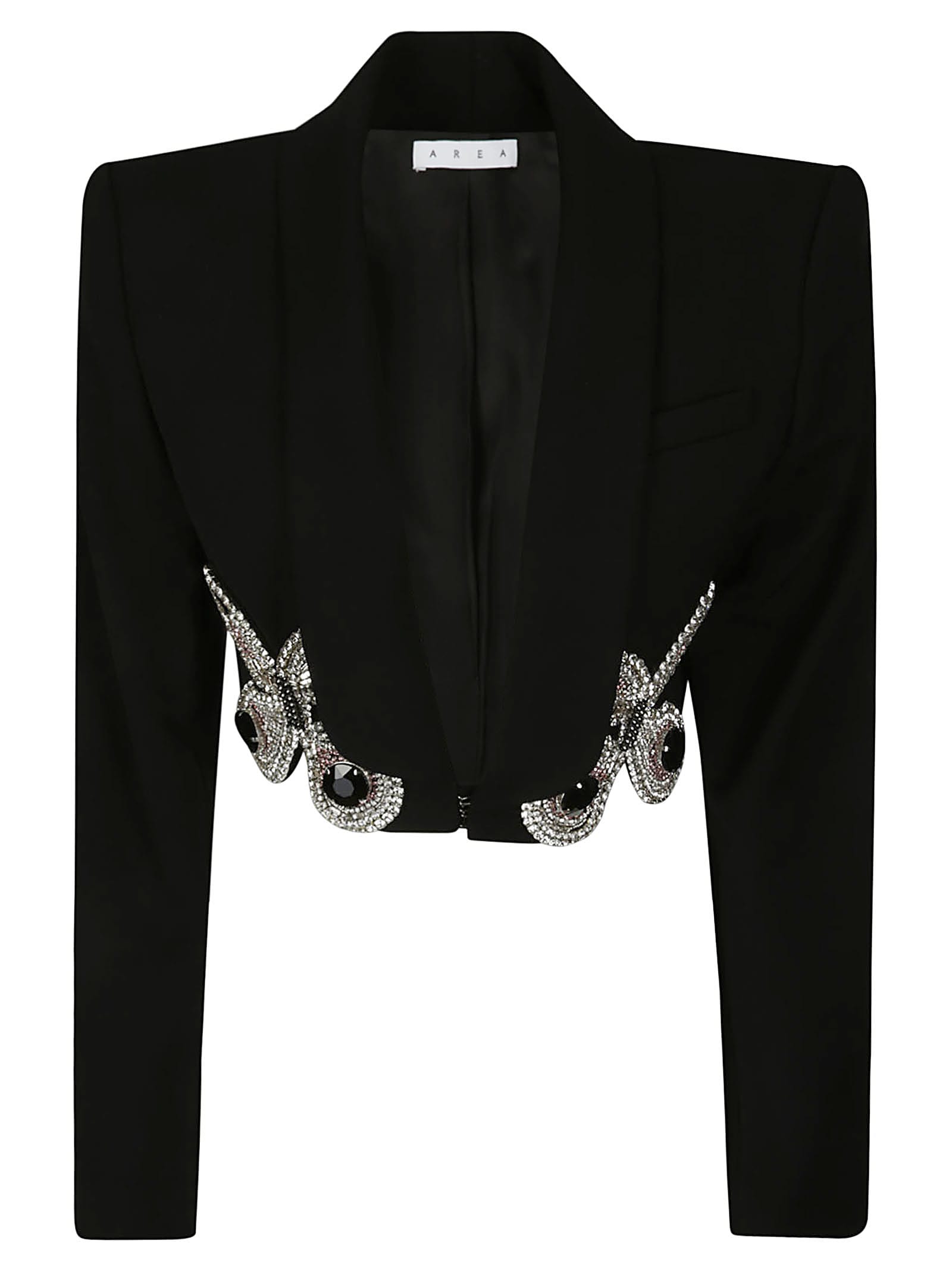 Embroidered Butterfly Cropped Blazer