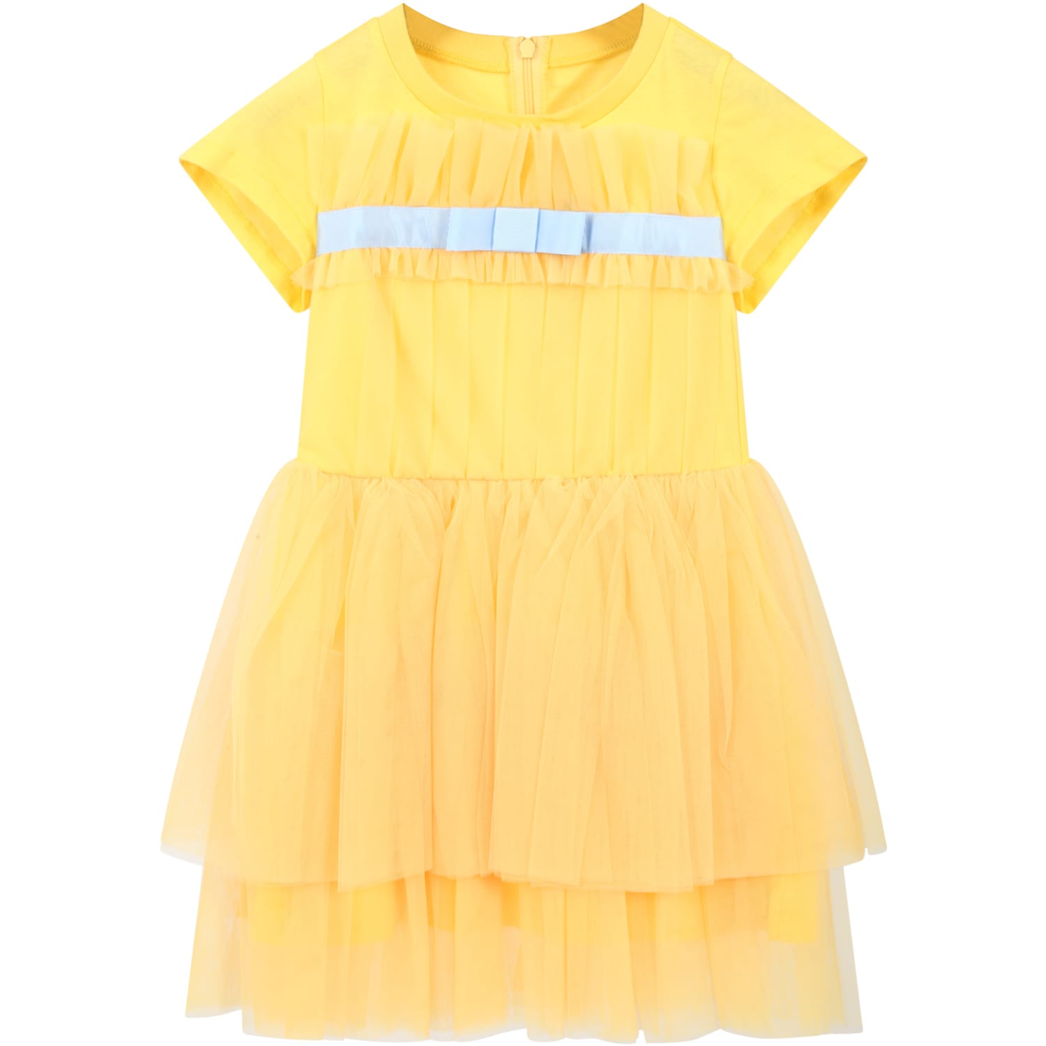 Simonetta Yellow Dress For Girl With Bow