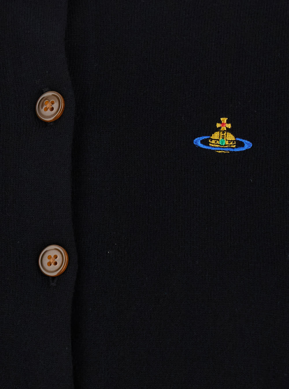 Vivienne Westwood Bea Black Cardigan With Orb Embroidery And Branded Button In Cotton And Cashmere Woman In Black