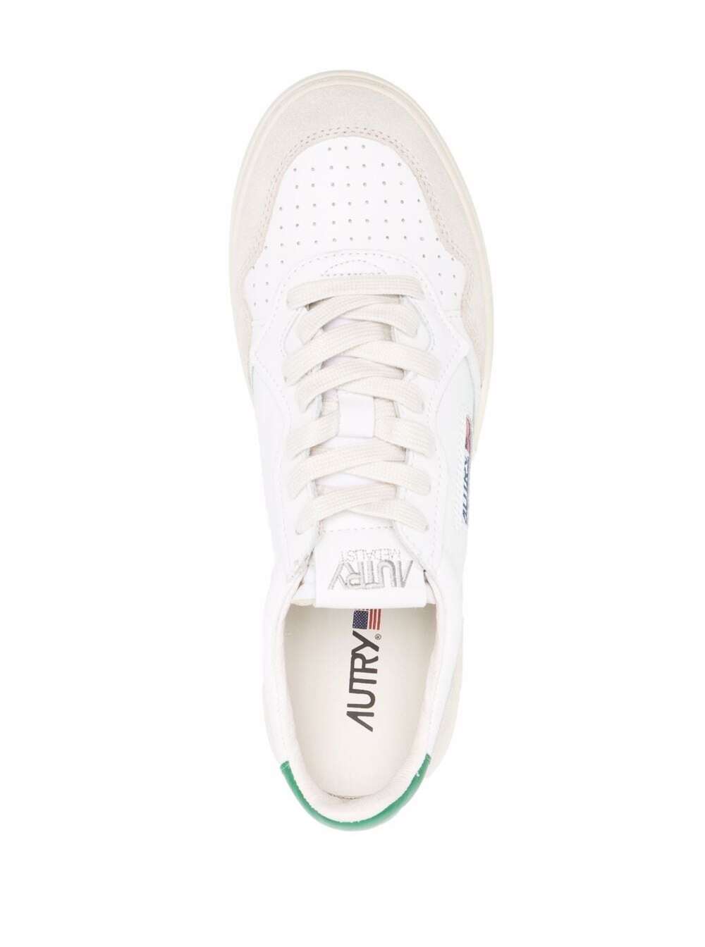 Shop Autry Medalist Low White Sneakers With Suede Inserts And Contrasting Heel Tab In Leather Man In White Amaz