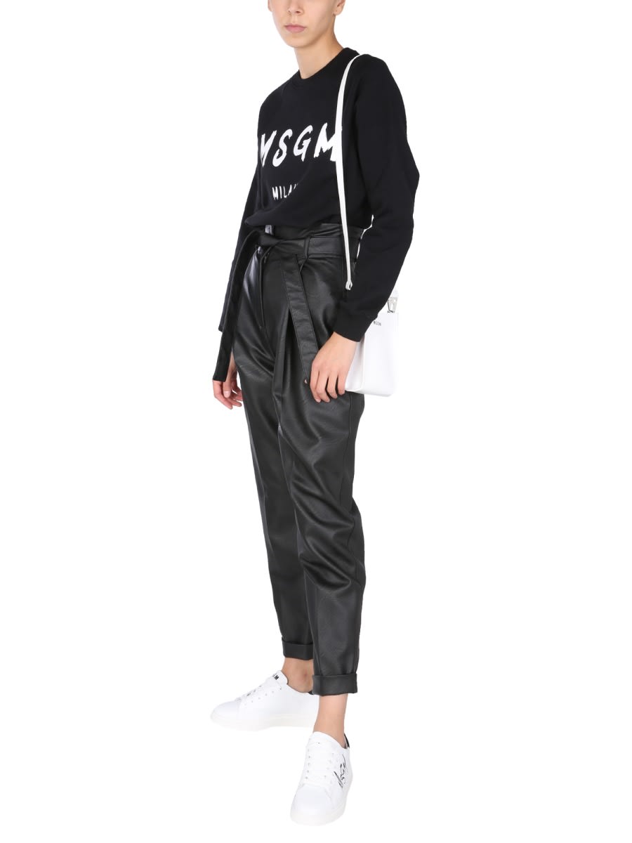 Shop Msgm Sweatshirt With Brushed Logo Print In Black