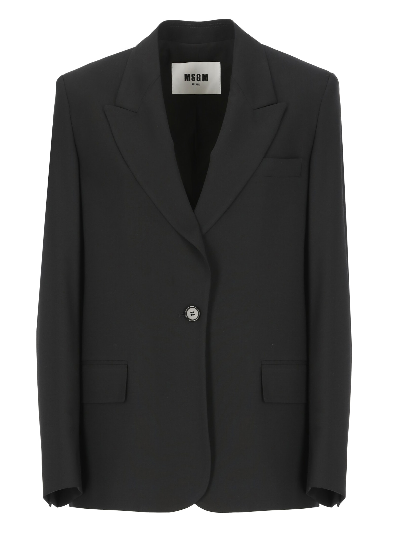 Shop Msgm Virgin Wool Blazer In Black