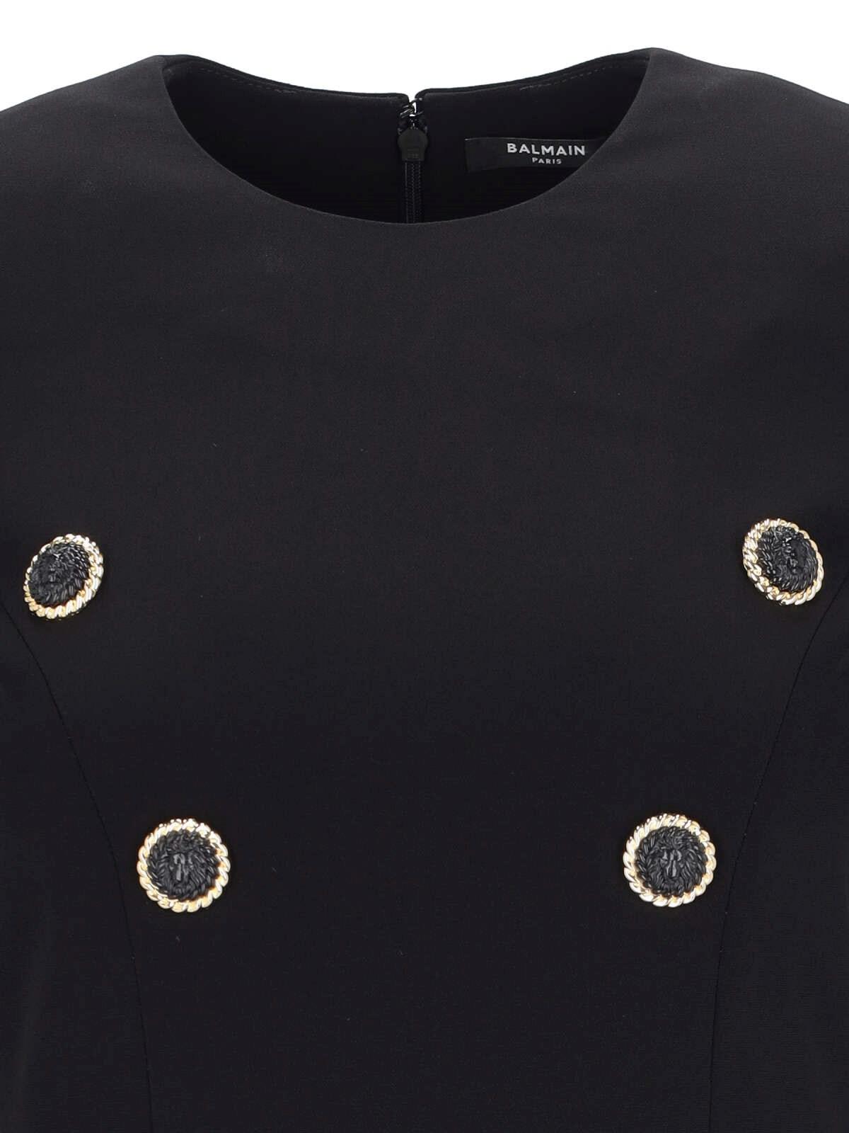 Shop Balmain Eight Buttons Crêpe Mini Dress In Nero