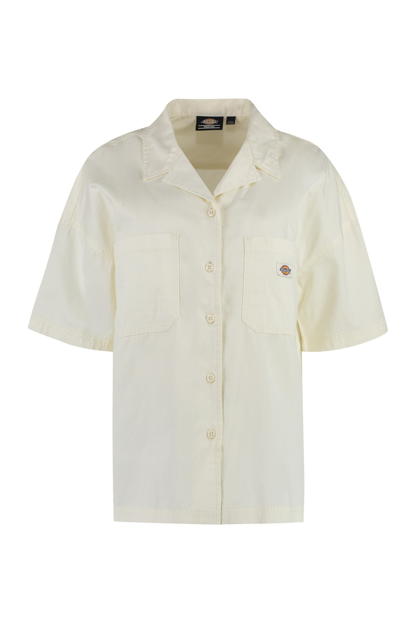 Shop Dickies Vale Short Sleeve Cotton Shirt In Ivory