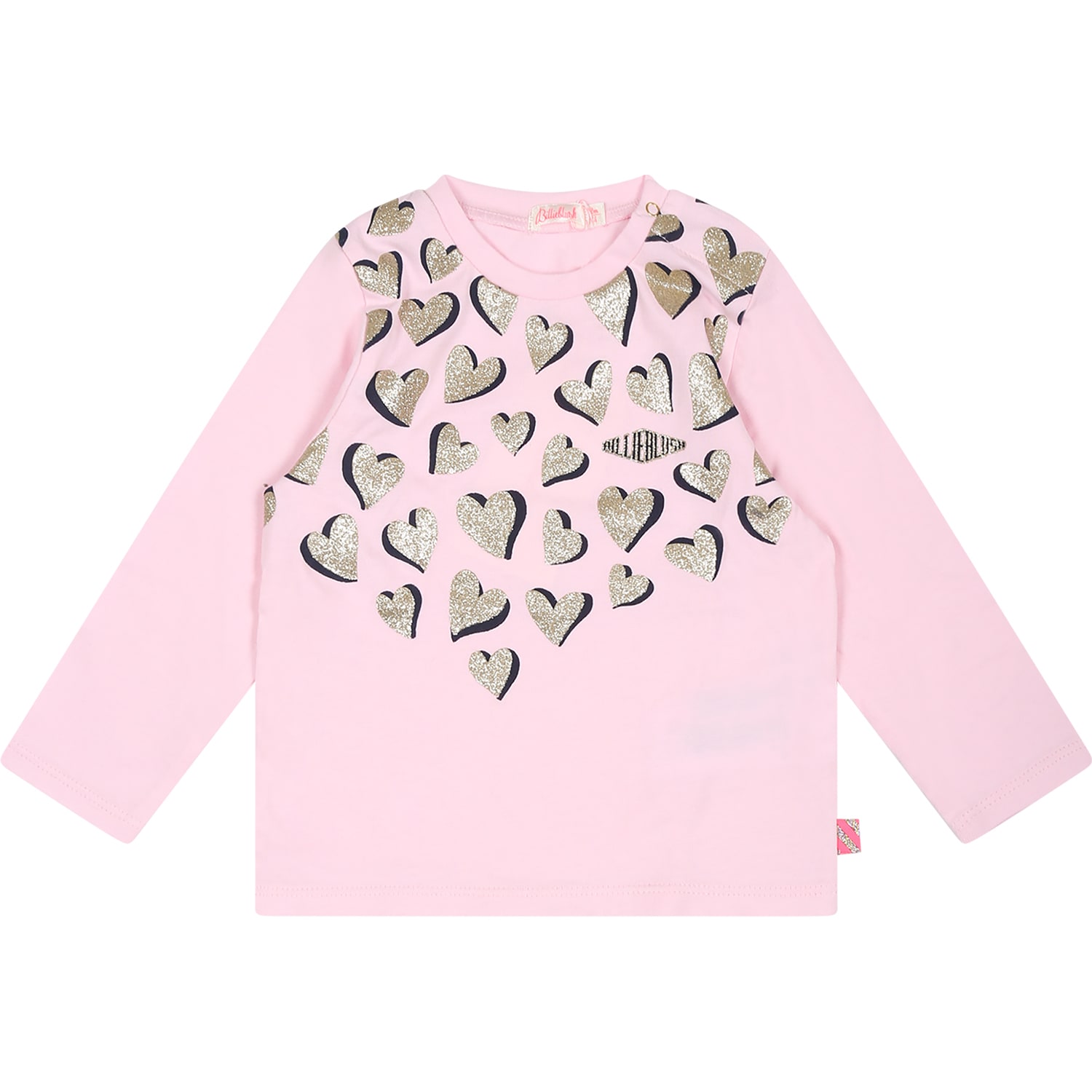 Billieblush Pink T-shirt For Baby Girl With Hearts