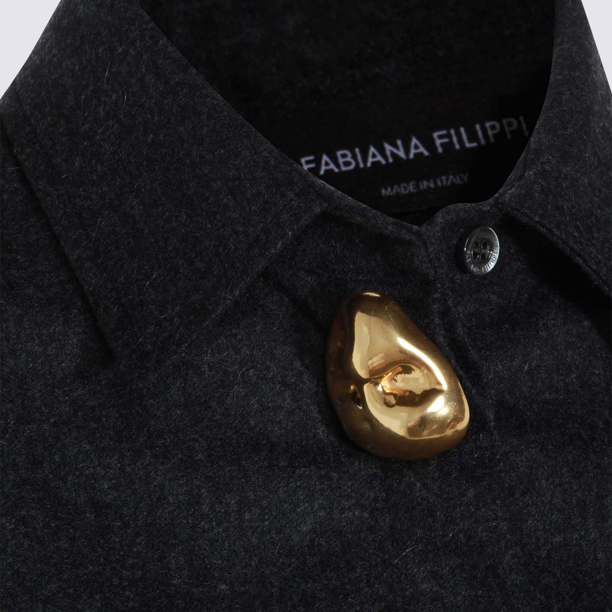 Fabiana Filippi Dark Grey Wool Shirt In Black