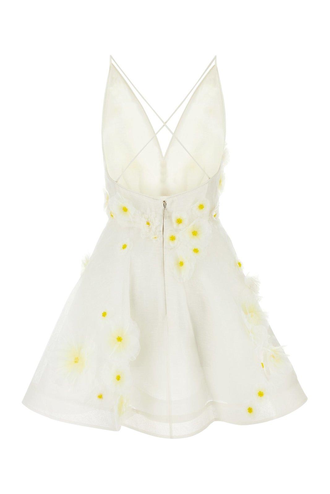 Shop Zimmermann Matchmaker Daisy Mini Dress In White/yellow