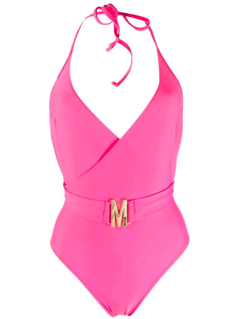Moschino Logo Belted One Piece Swimsuit