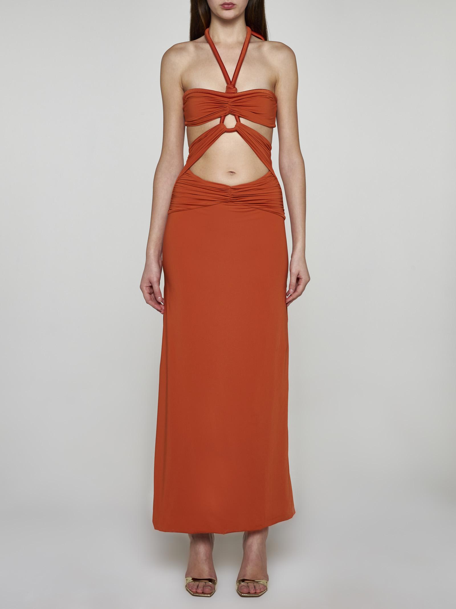 Shop Maygel Coronel Migramah Long Dress In Orange