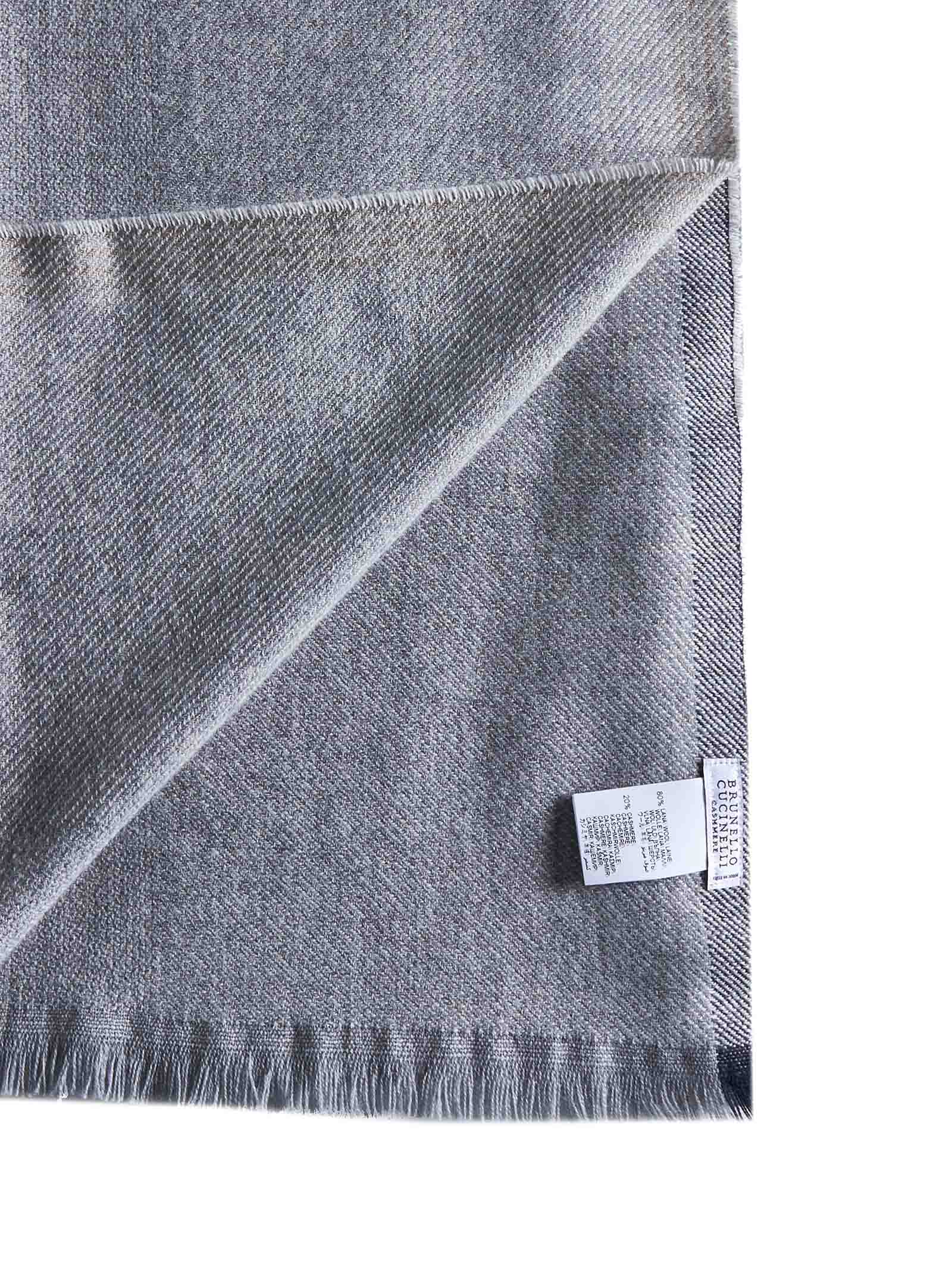 Shop Brunello Cucinelli Scarf In Grigio Perla/marina/tortora