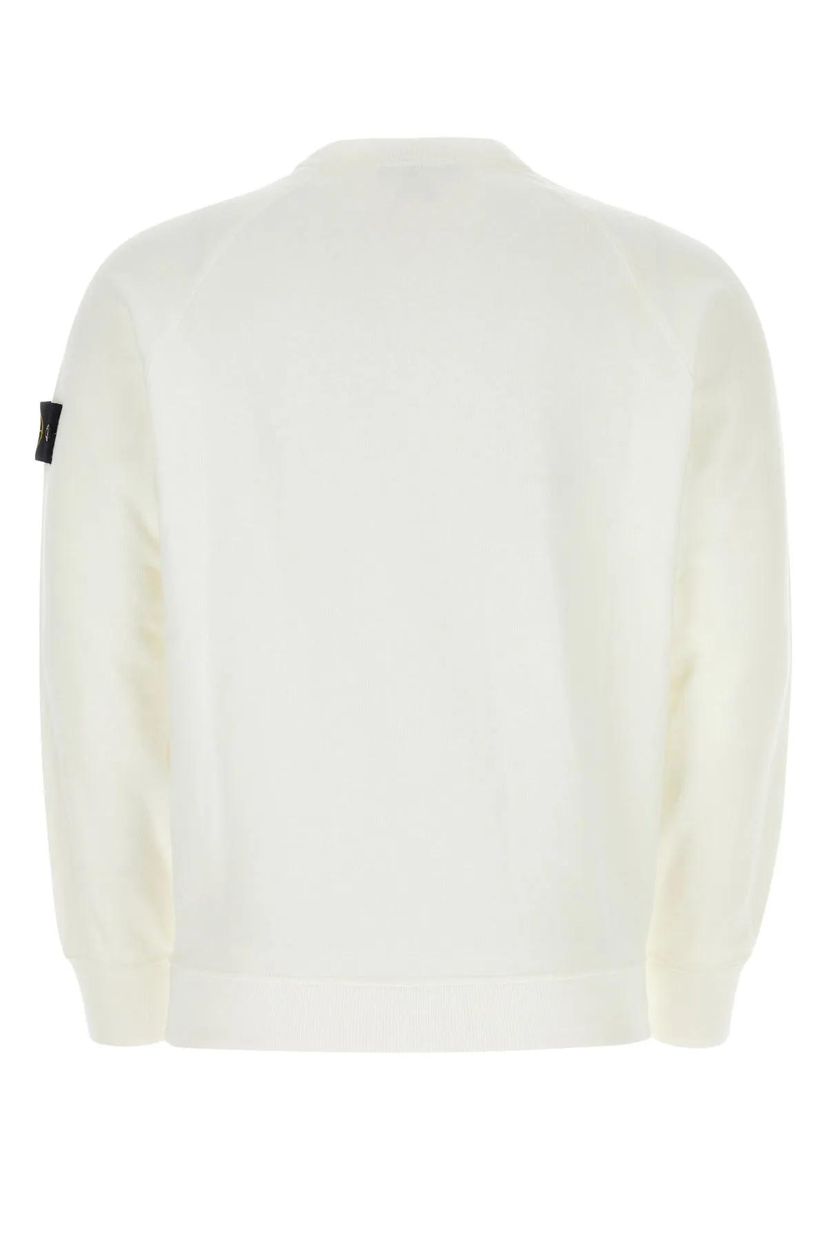 Shop Stone Island White Cotton Sweatshirt In Bianco