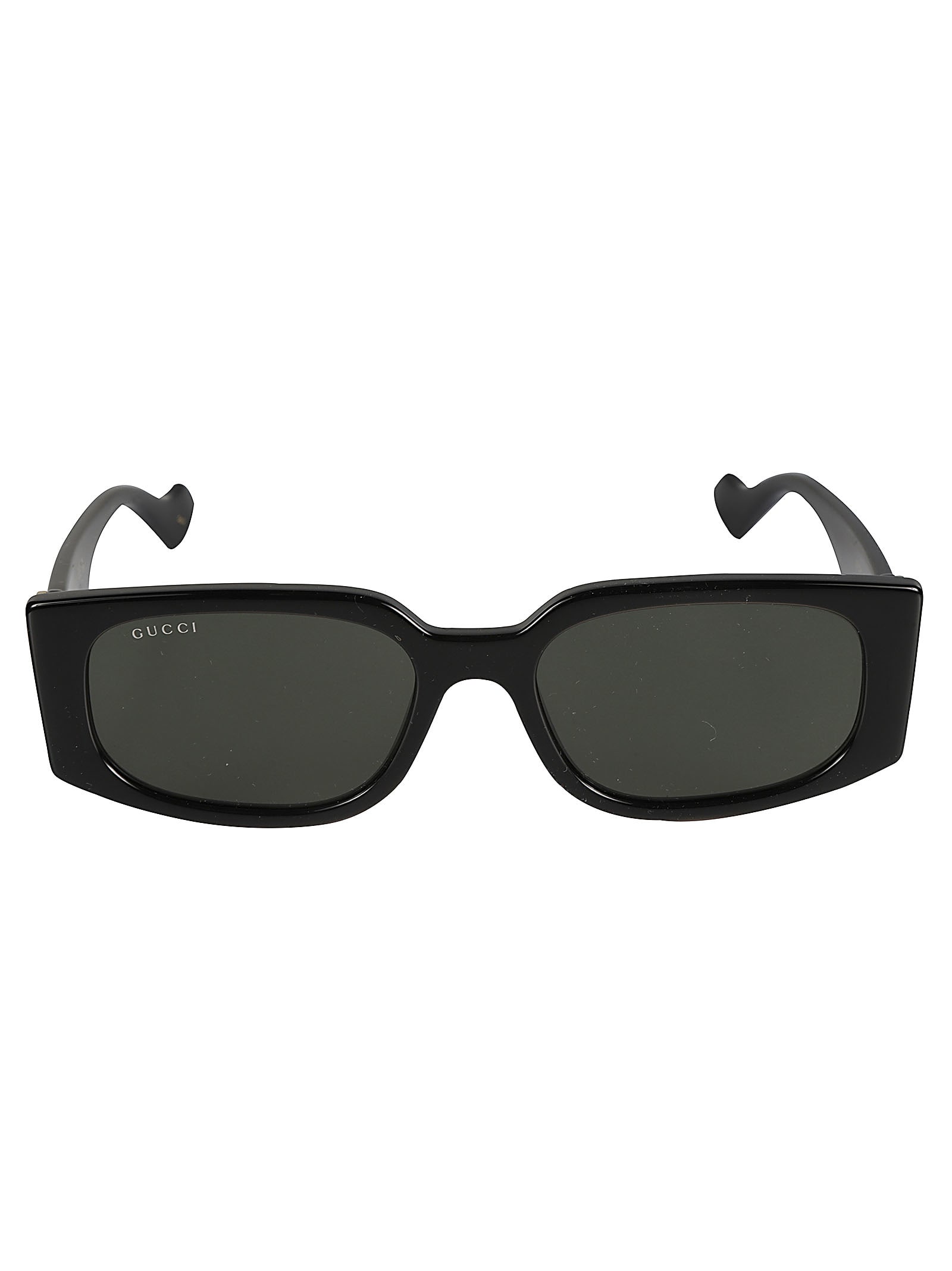 Shop Gucci Gg Plaque Sunglasses In Black/grey