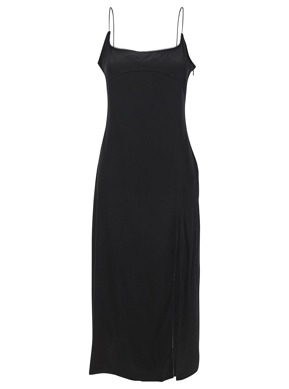 Shop Jacquemus La Robe Notte Midi Black Dress With Logo Detail And Split In Viscose Blend Woman