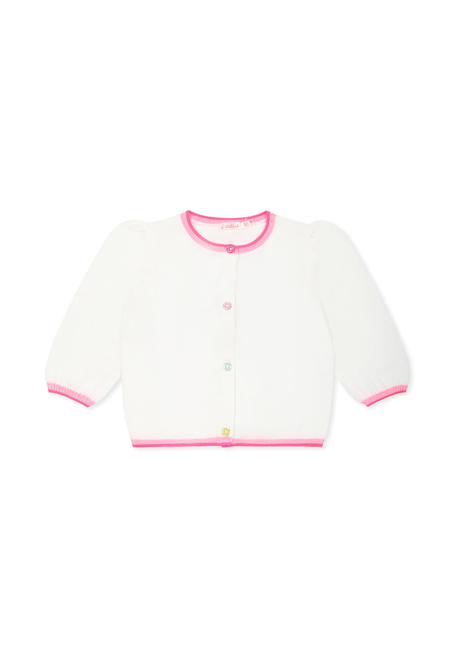 Billieblush Ivory Cardigan For Baby Girl With Hearts In White